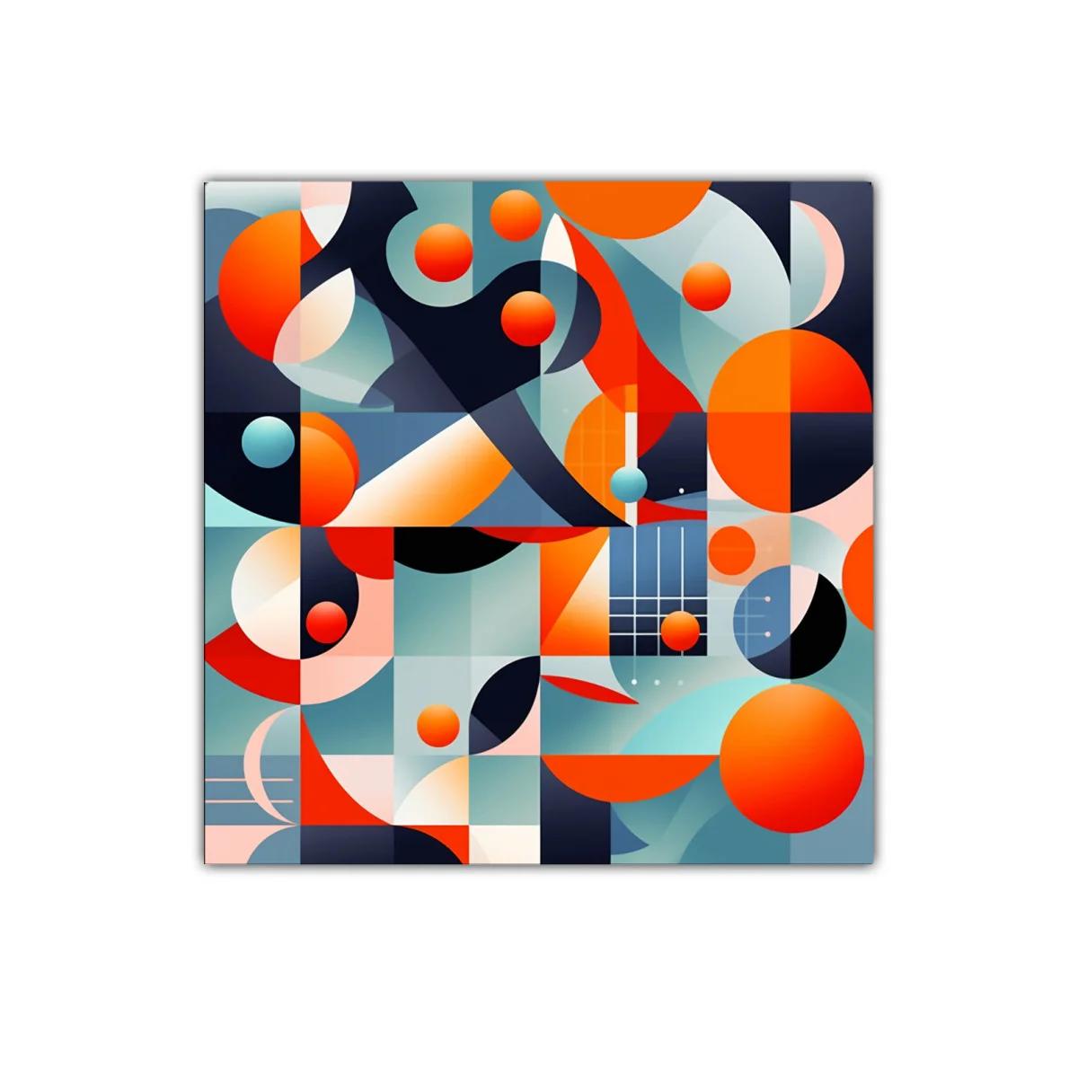 Arte abstracto vibrante con formas geométricas y círculos intensos — imagen principal