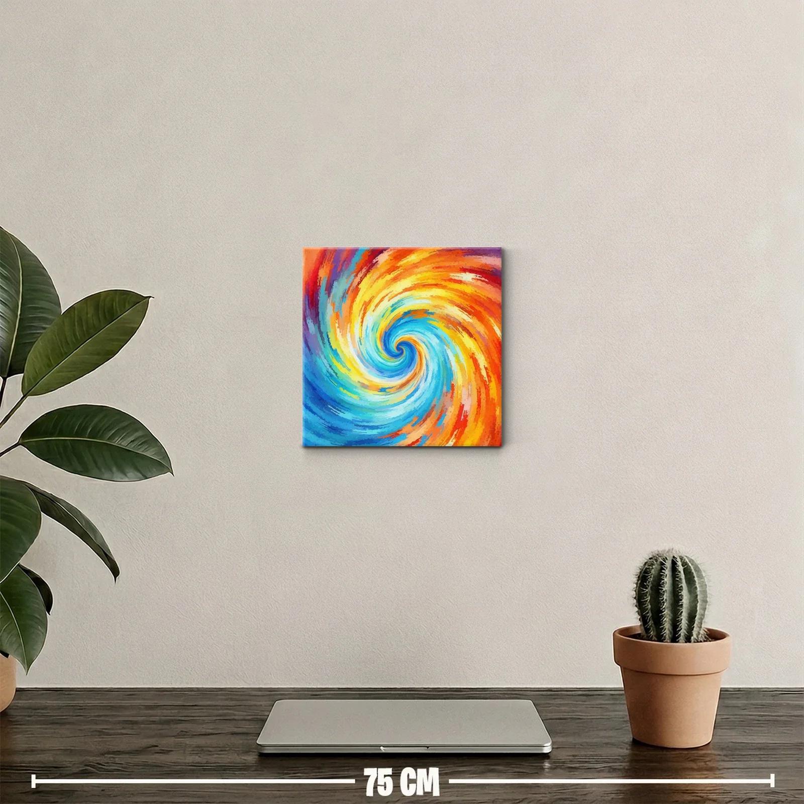 Cuadro abstracto espiral con vibrantes tonos cálidos y fríos — miniatura 2