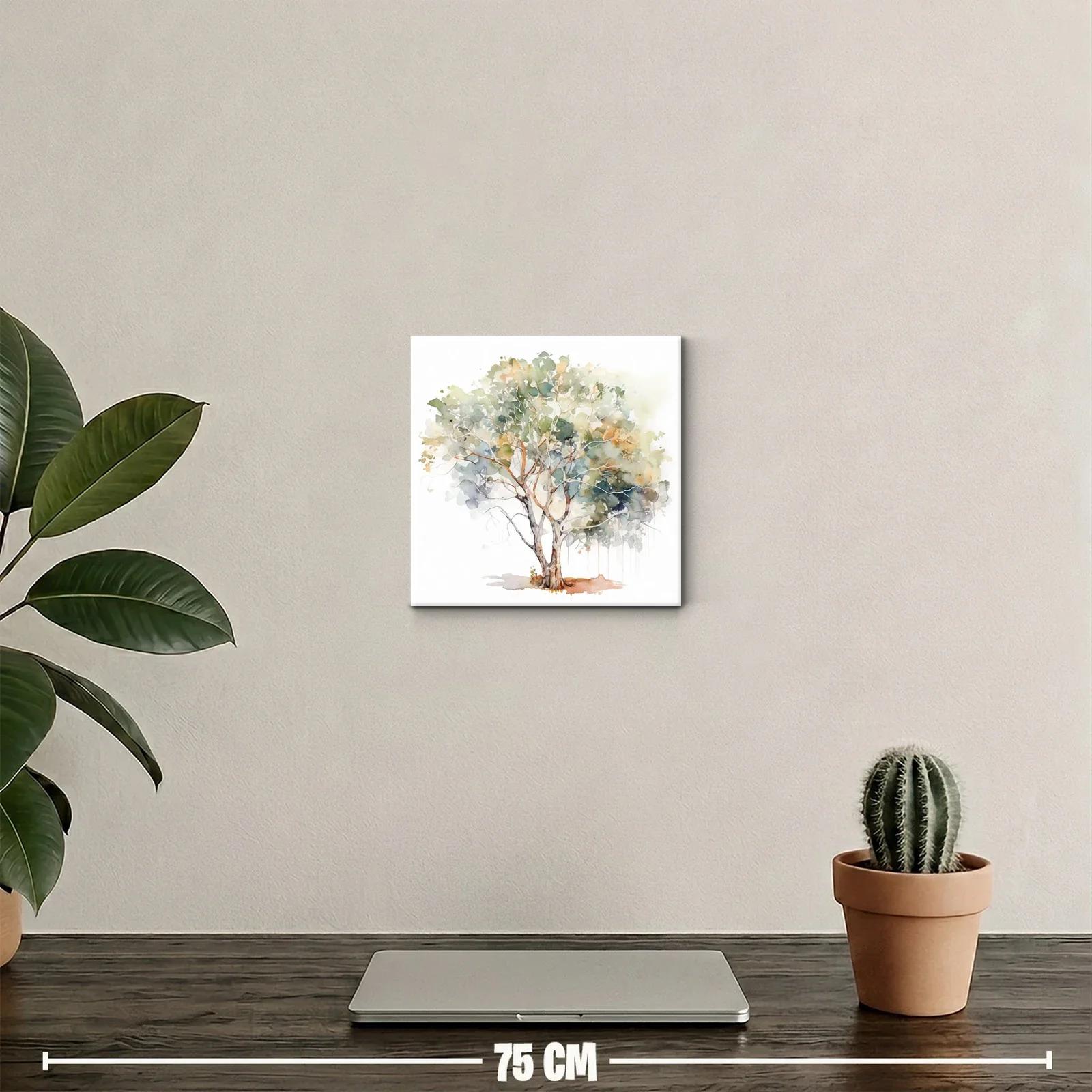 Cuadro decorativo árbol en acuarela con tonos suaves — miniatura 2