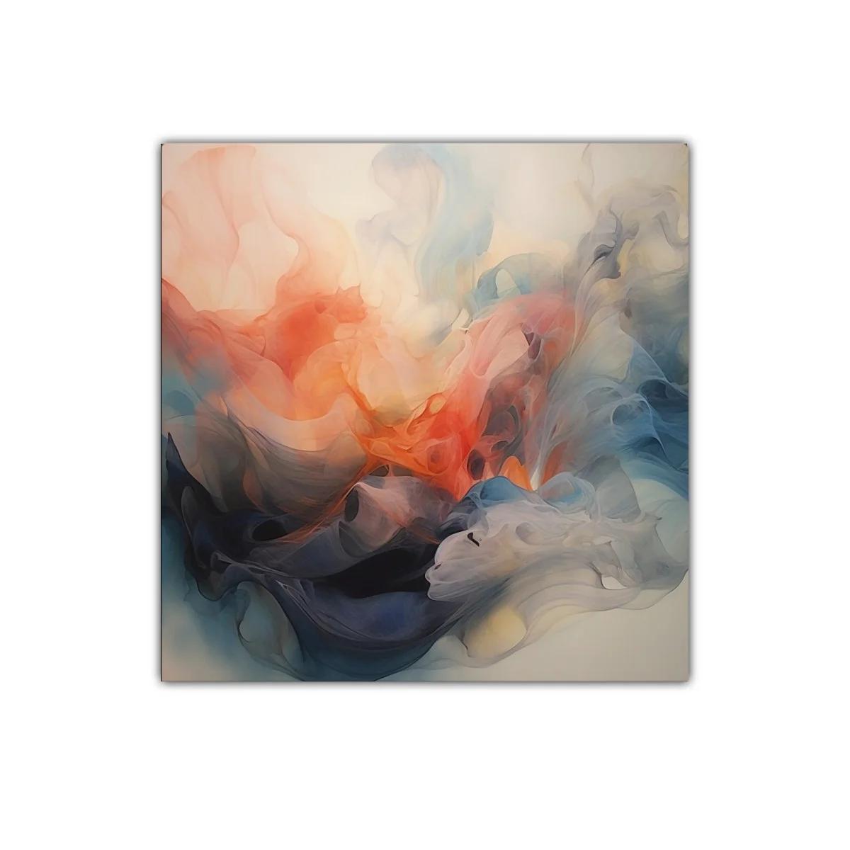 Cuadro decorativo con formas fluidas en tonos cálidos y fríos — imagen principal