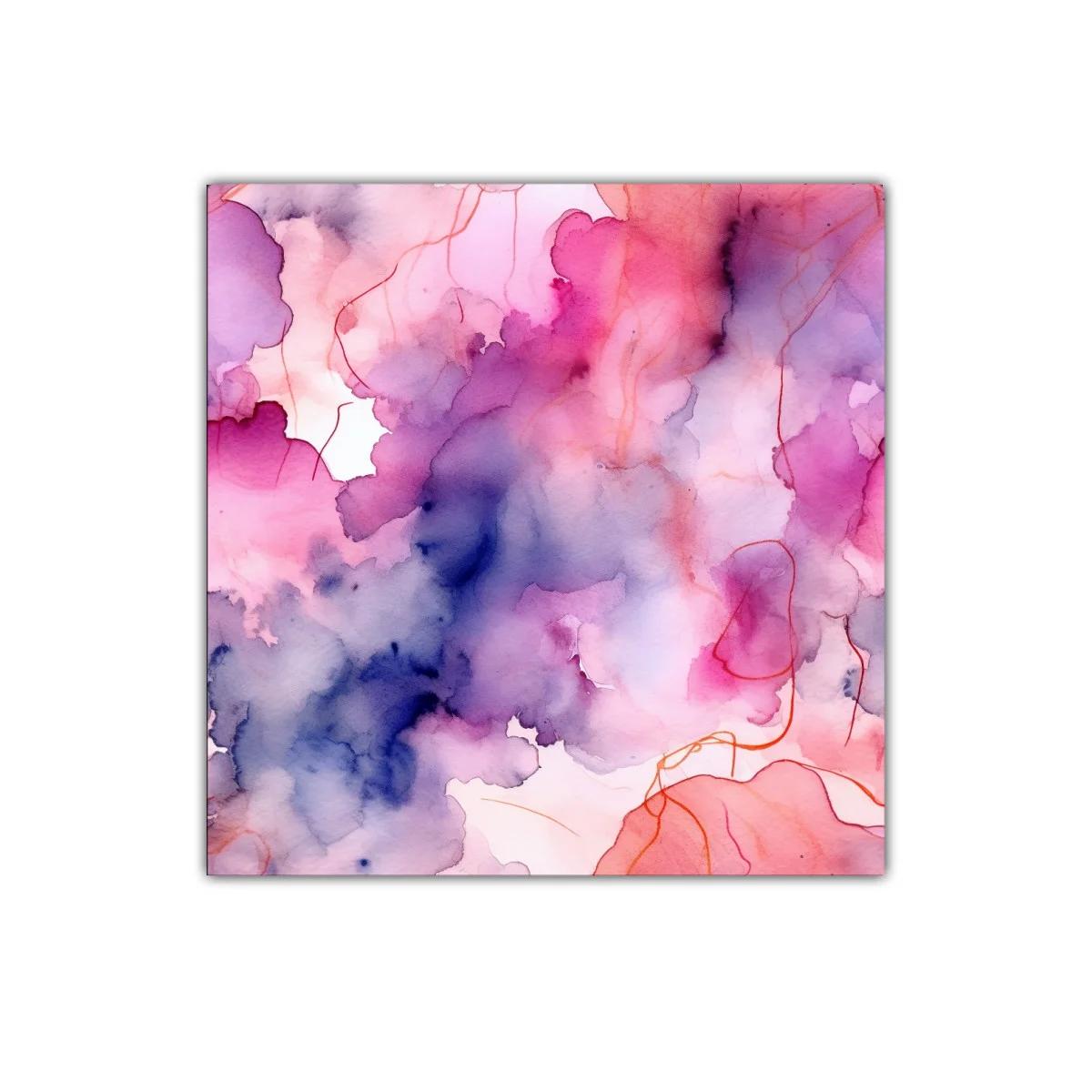 Cuadro abstracto en tonos rosa y azul para decoración moderna
