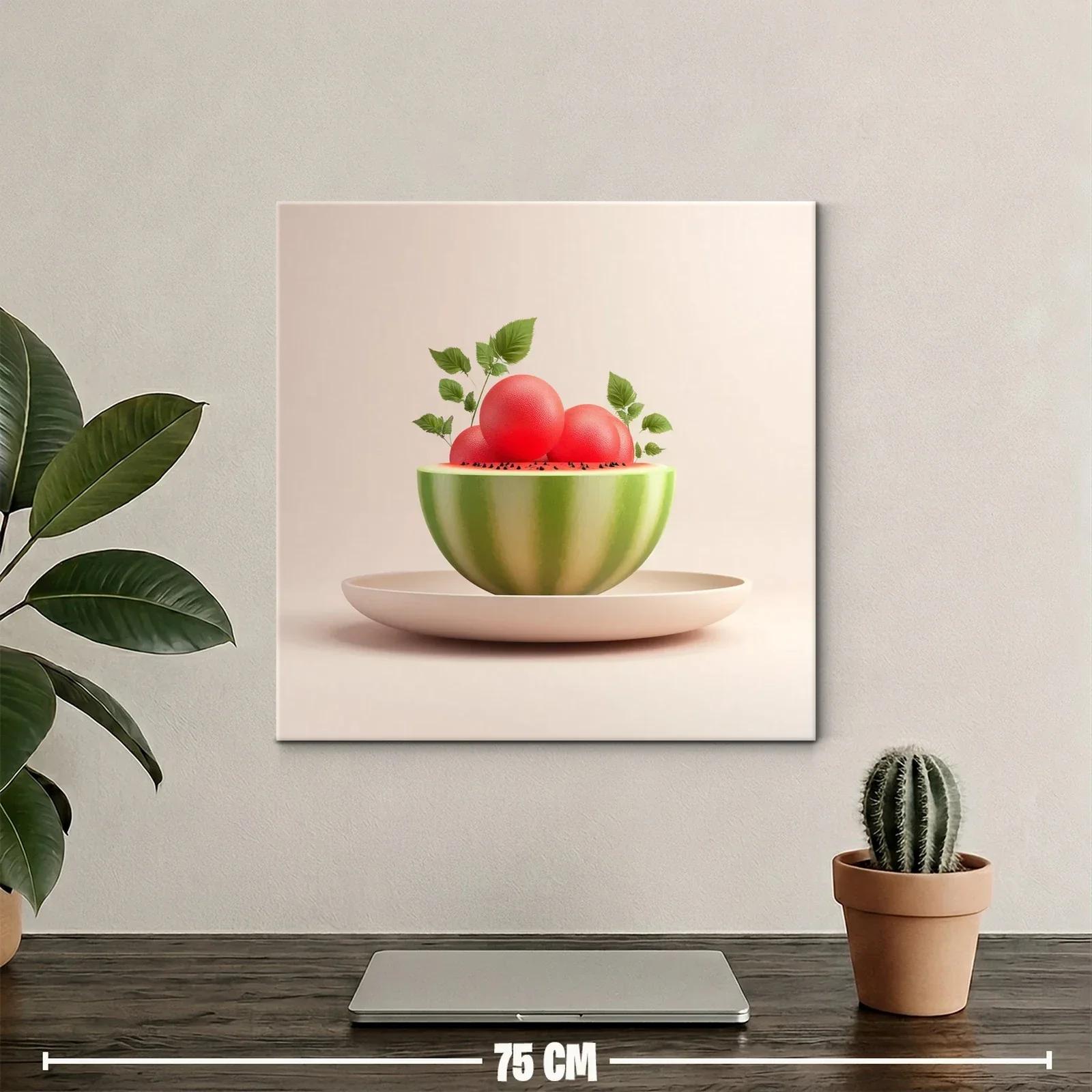 Composición creativa con sandía y esferas rojas — miniatura 2