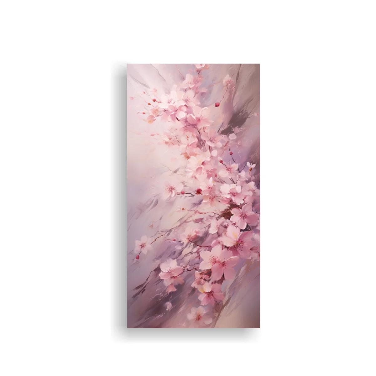 Cuadro flores de cerezo rosadas con fondo brumoso