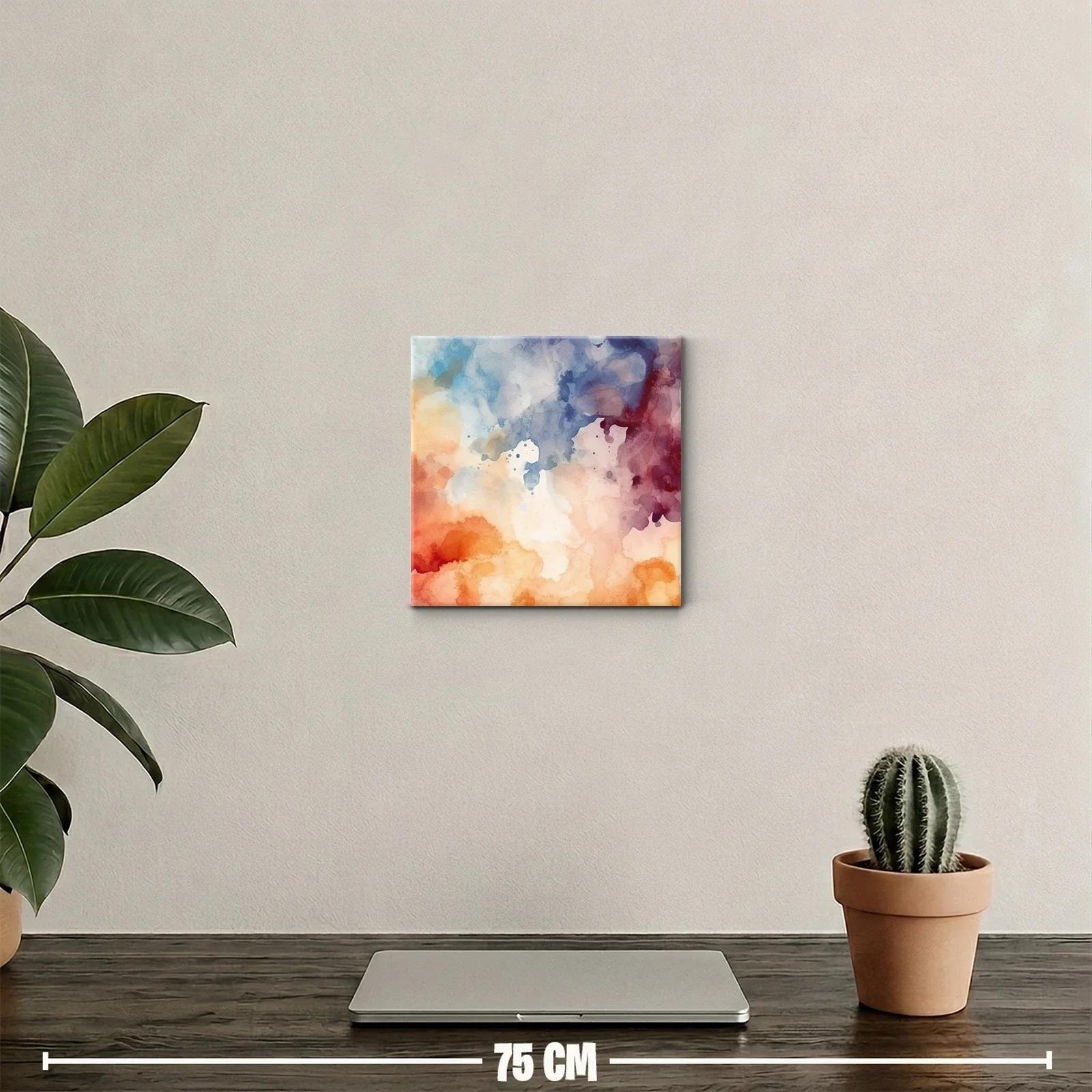 Cuadro abstracto en tonos cálidos y fríos vibrantes — miniatura 2