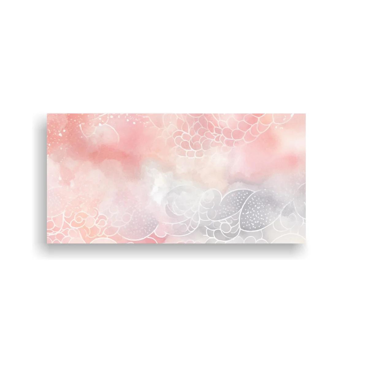 Cuadro textura abstracta de nubes rosadas con círculos lineales