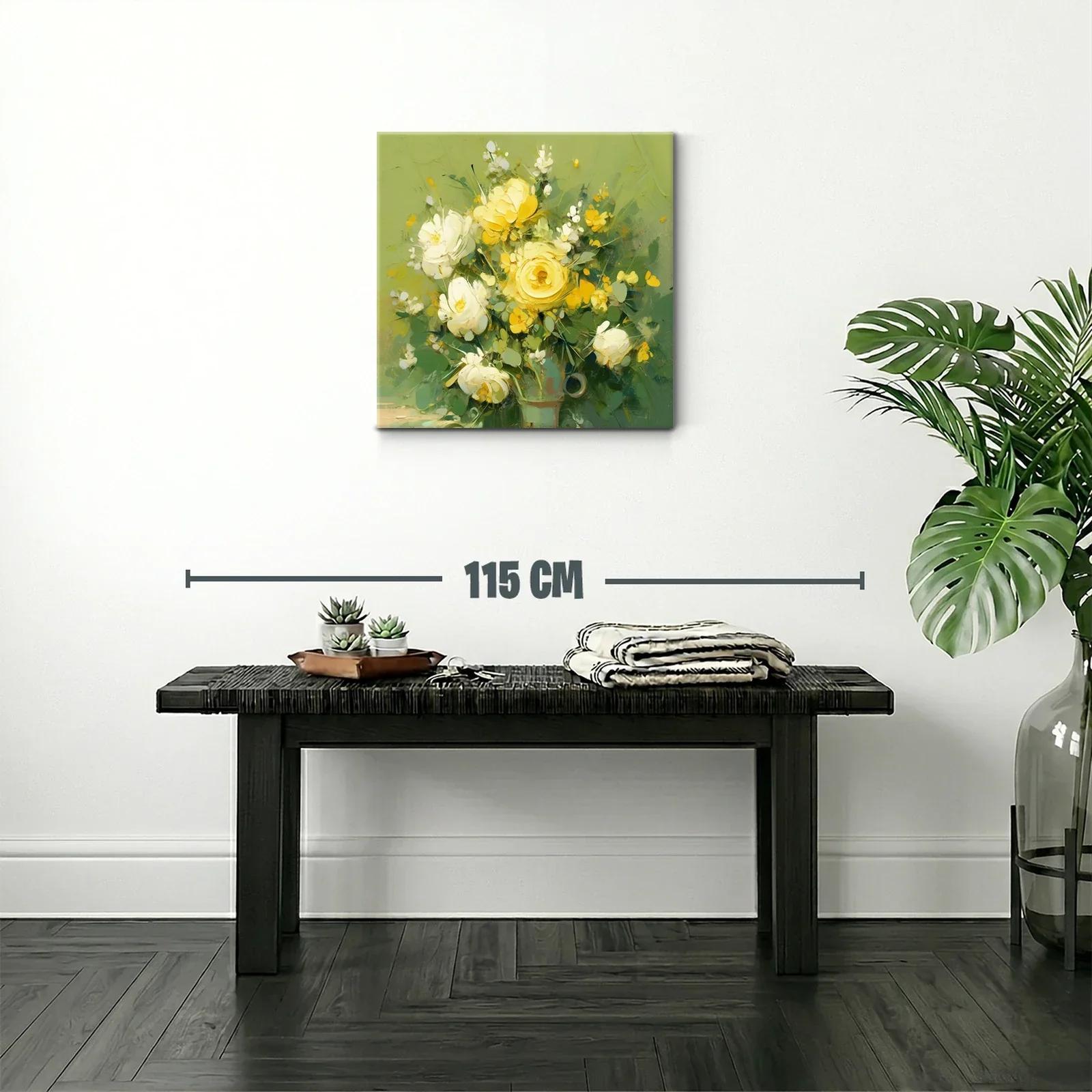 Cuadro floral con vibrantes tonos amarillos y verdes — miniatura 2