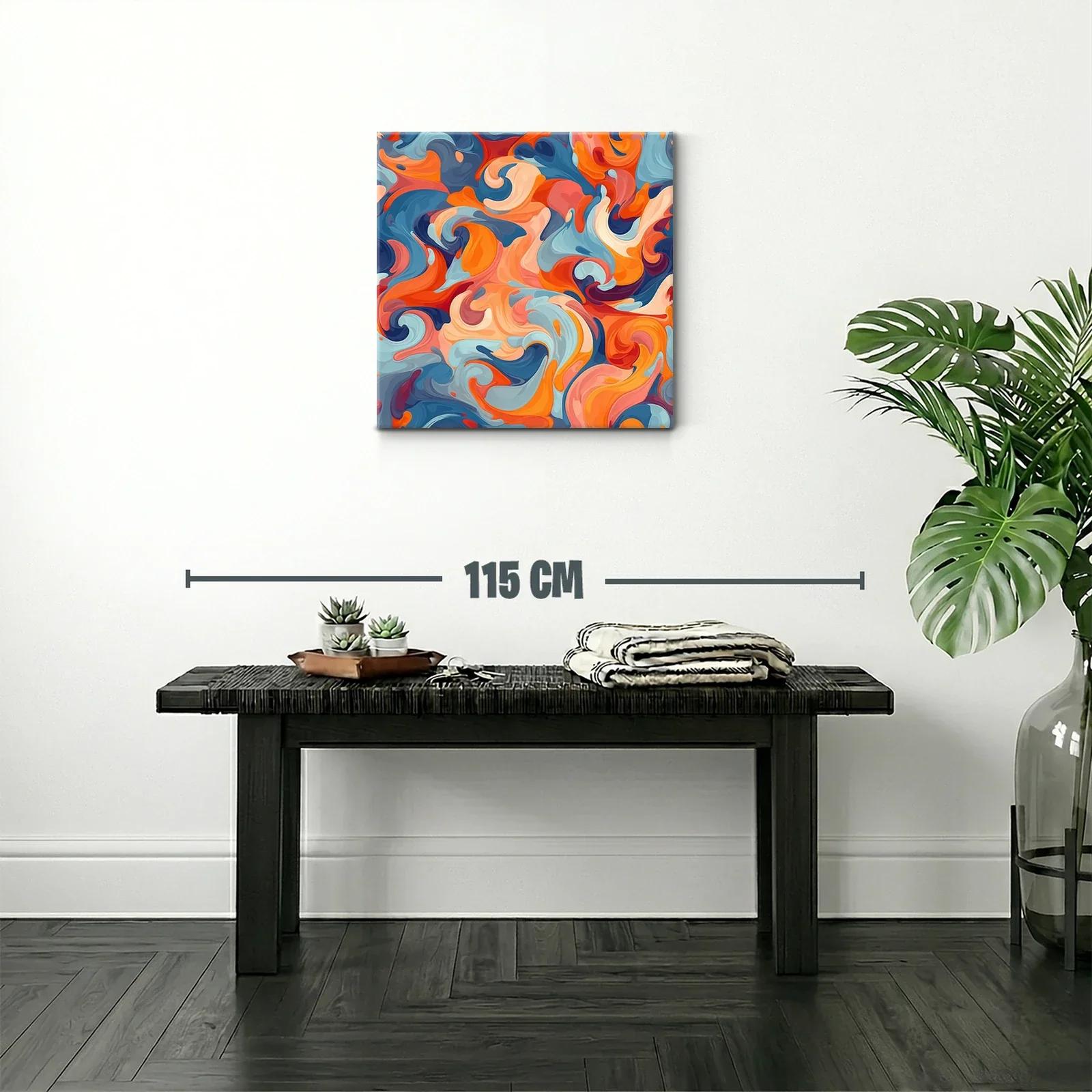 Cuadro abstracto en vibrantes tonos cálidos y fríos — miniatura 2