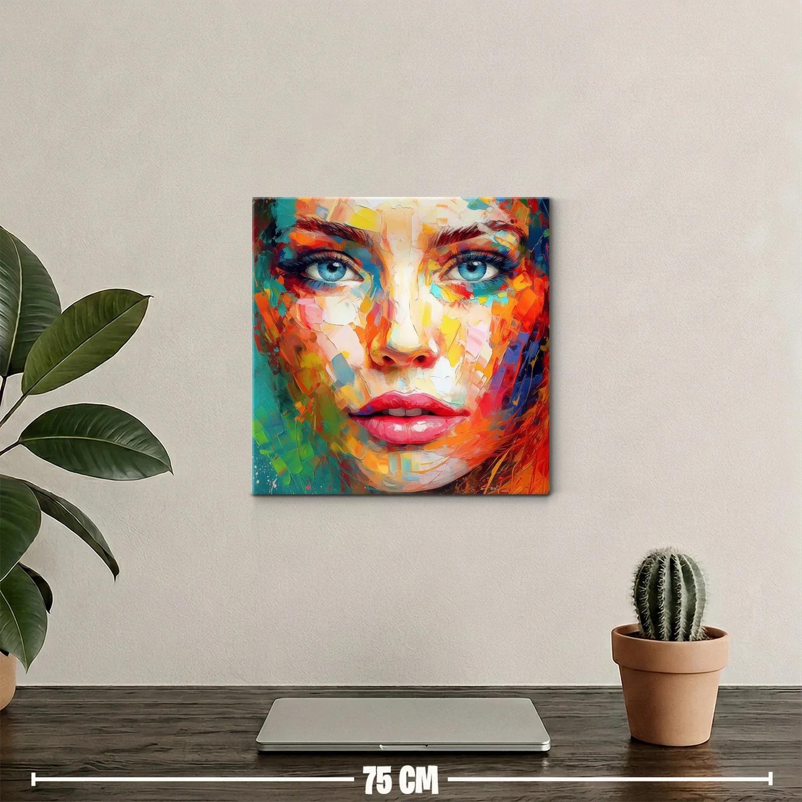 Retrato vibrante con rostro femenino y ojos azules profundos — miniatura 2