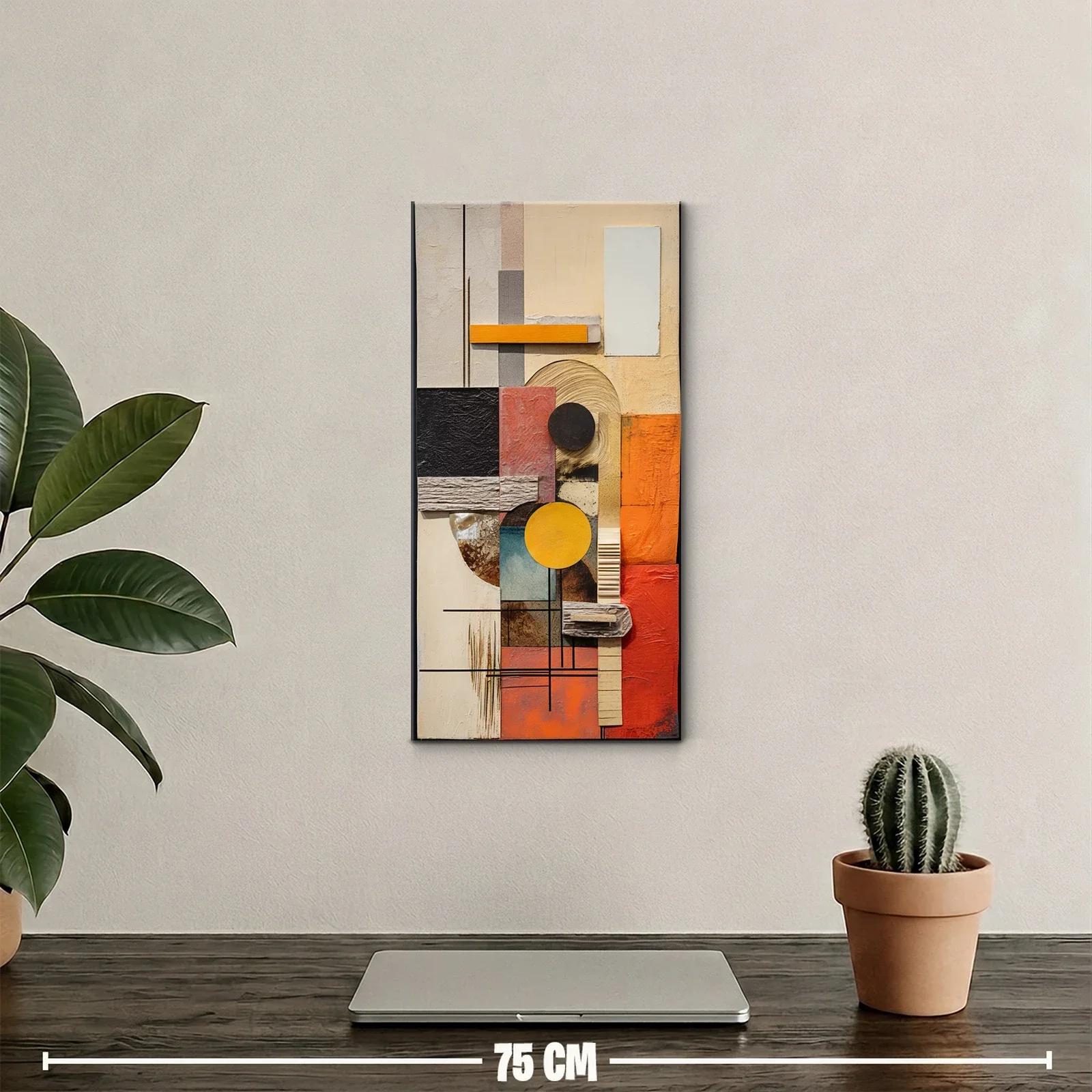 Cuadro abstracto geométrico con bloques y arcos en collage — miniatura 2