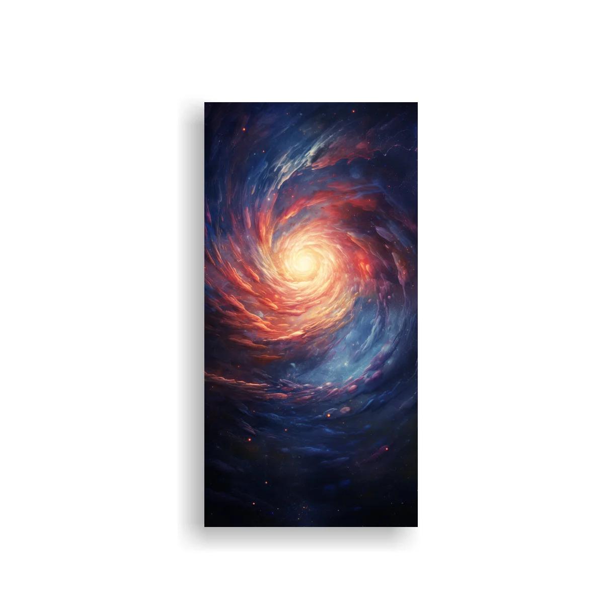 Cuadro galaxia en espiral con núcleo luminoso y destellos