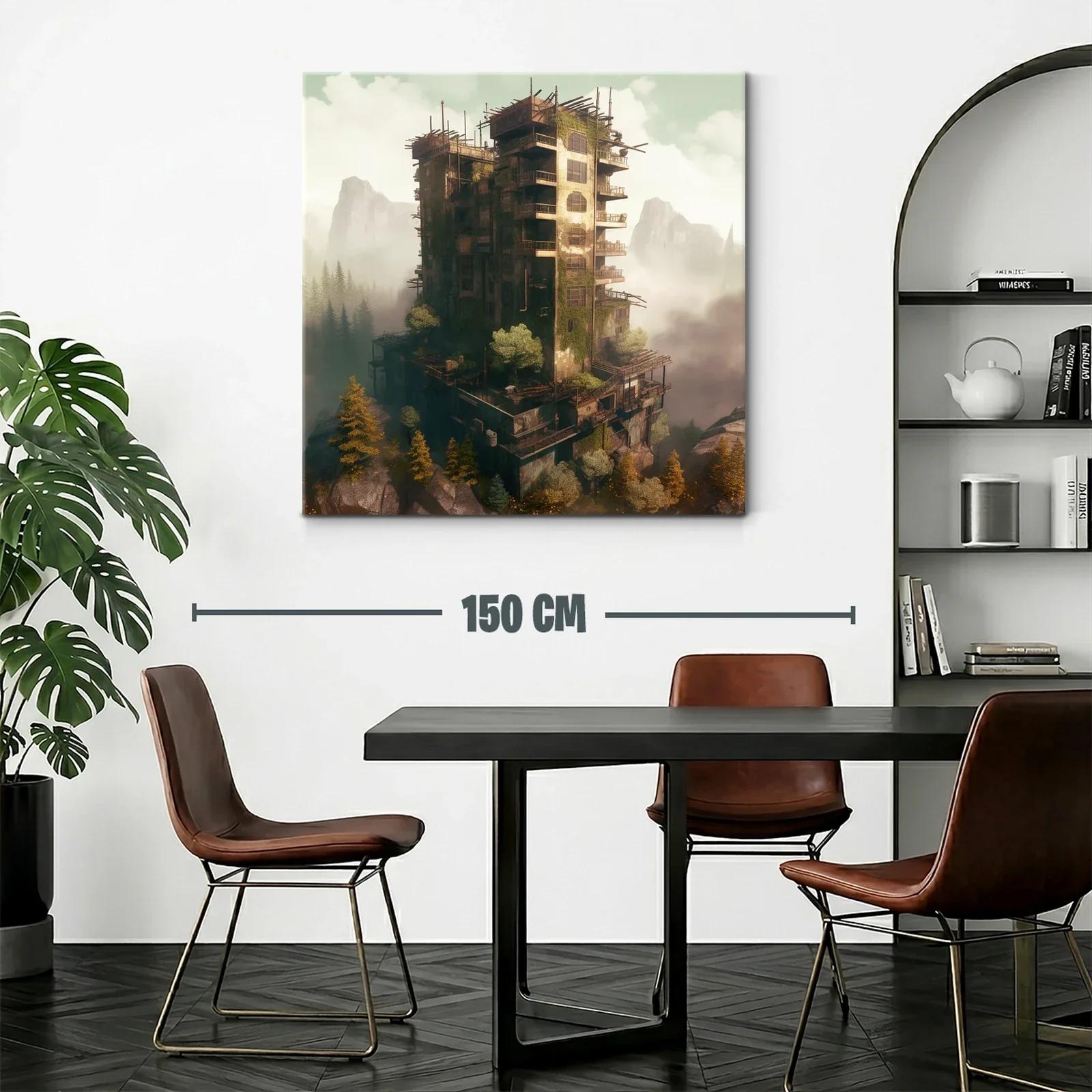 Edificio abandonado entre naturaleza y niebla misteriosa — miniatura 2