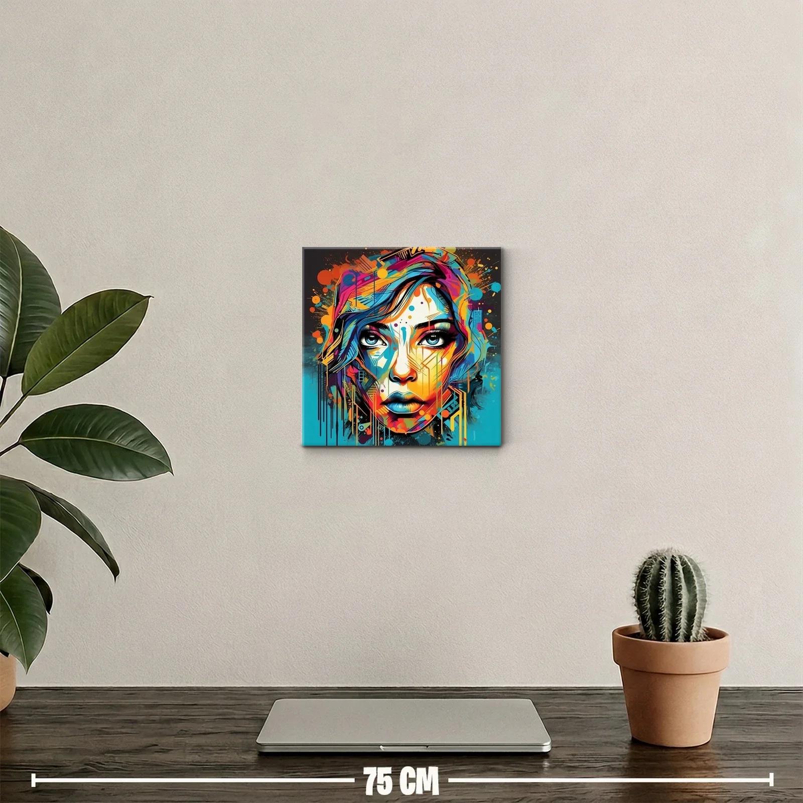 Retrato abstracto vibrante con rostros femeninos impactantes — miniatura 2