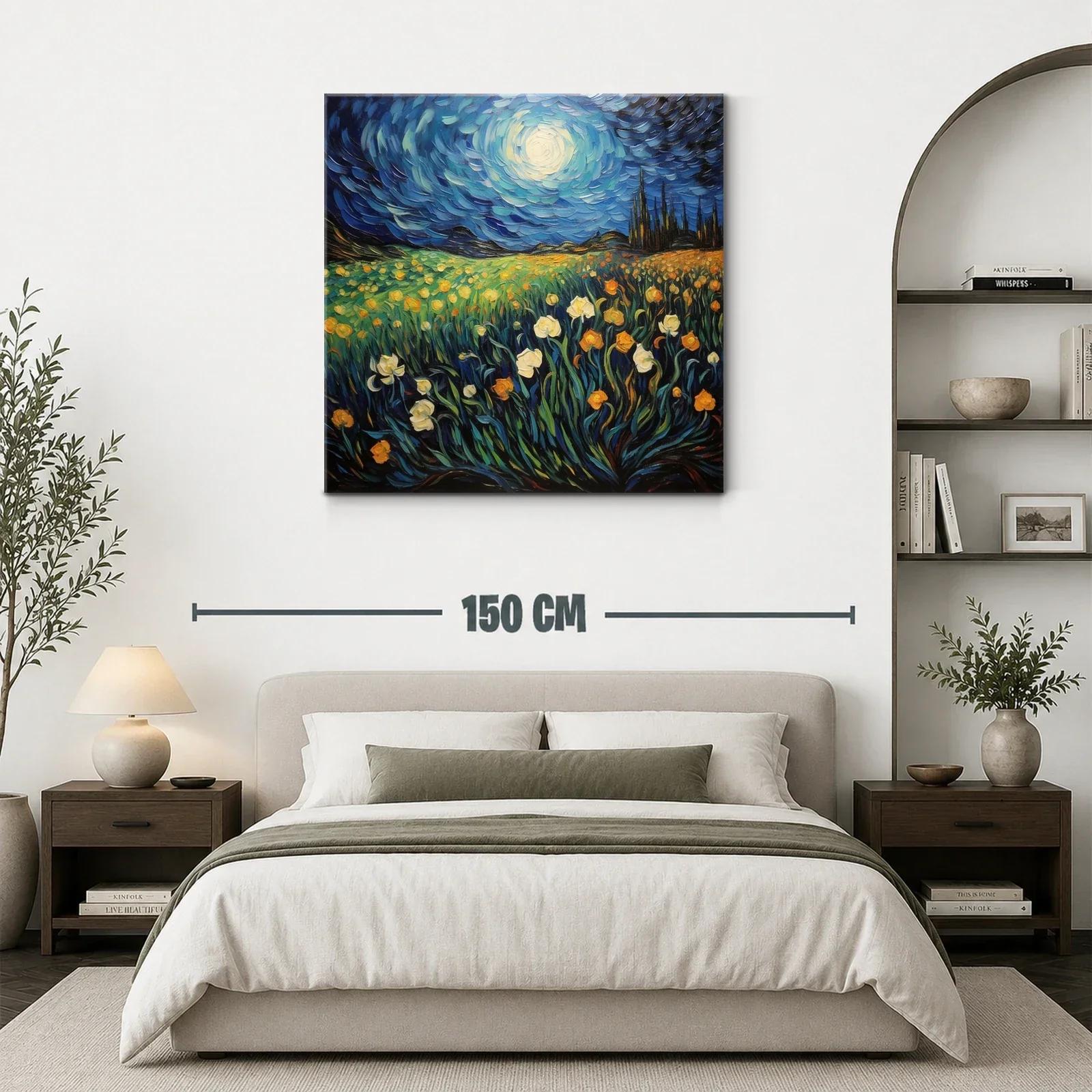 Campo de flores bajo cielo nocturno brillante — miniatura 3