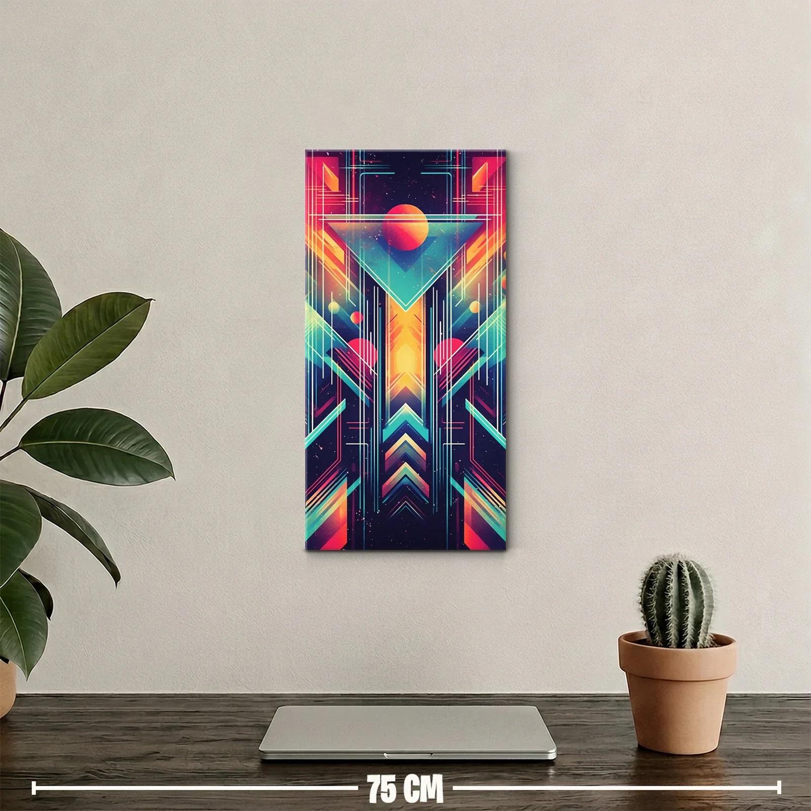 Cuadro triángulo geométrico luminoso con esfera coral — miniatura 2