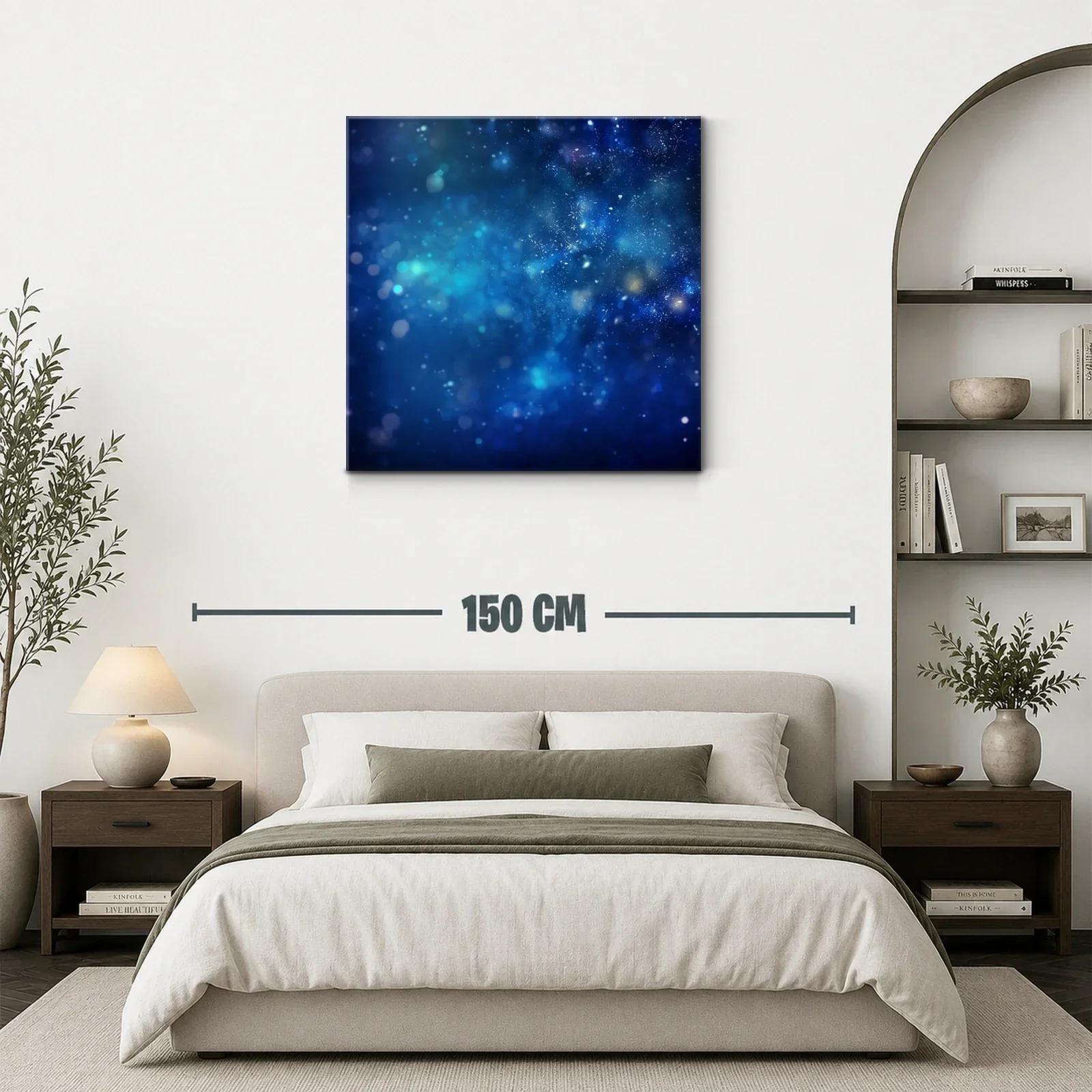 Cuadro abstracto con destellos azules y luces difusas — miniatura 3