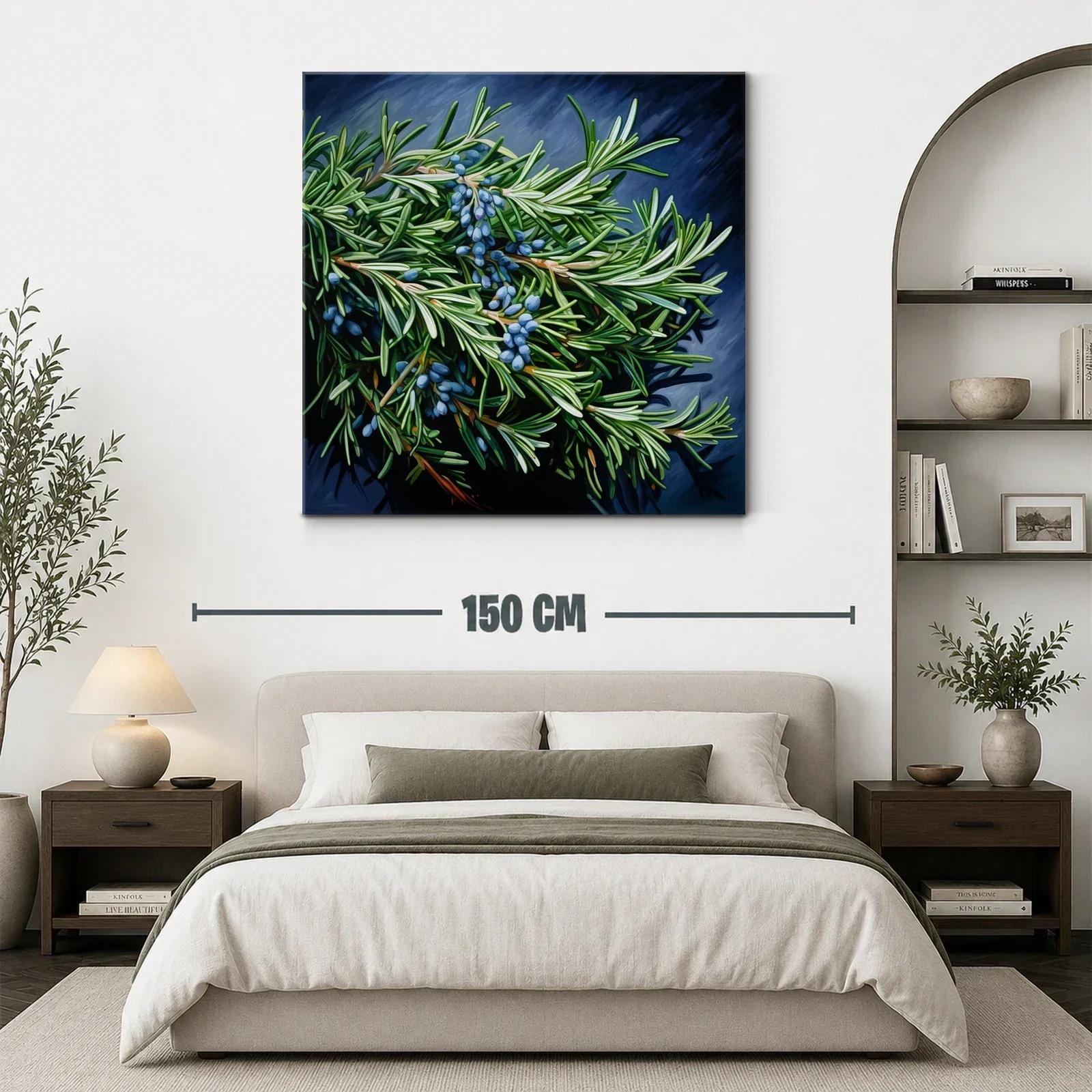 Ramas de plantas verdes con frutos azules en contraste oscuro — miniatura 3