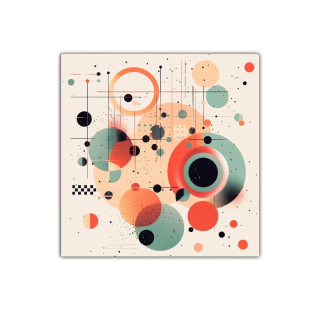 Cuadro decorativo con diseño geométrico en tonos cálidos y verdes