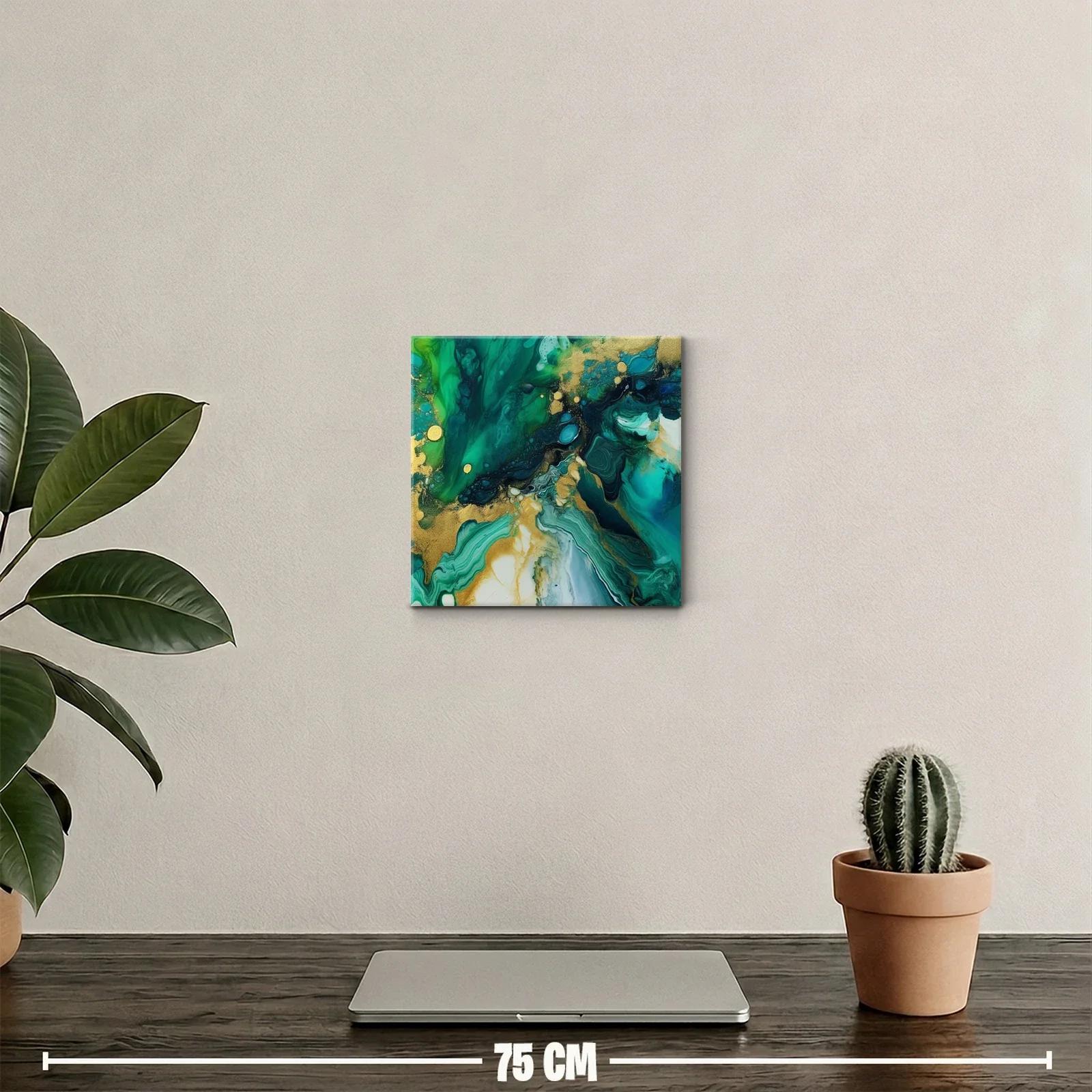 Arte abstracto en tonos verdes y dorados vibrantes — miniatura 2
