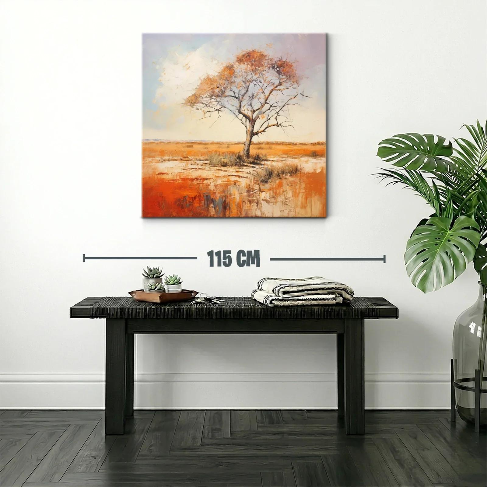 Árbol solitario en paisaje otoñal cálido — miniatura 2
