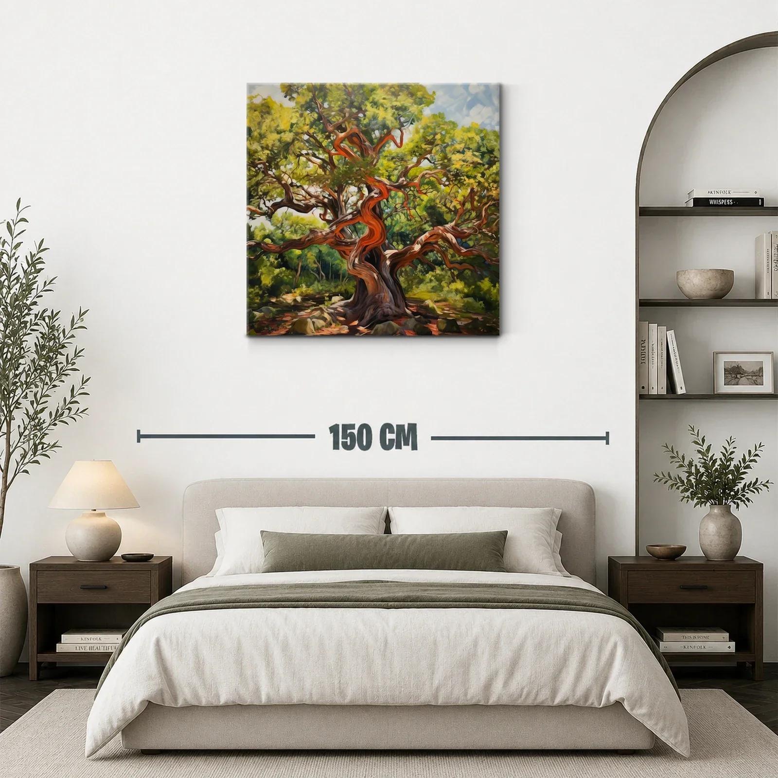 Árbol con ramas sinuosas y follaje exuberante en tonos verdes — miniatura 3