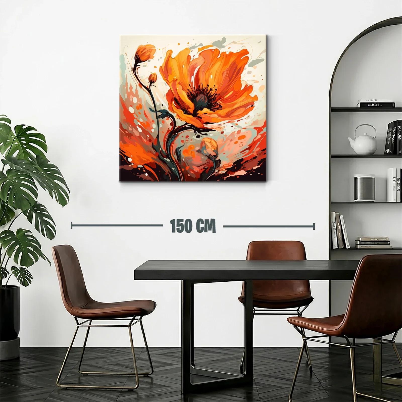 Cuadro floral vibrante en tonos naranjas y negros — miniatura 2