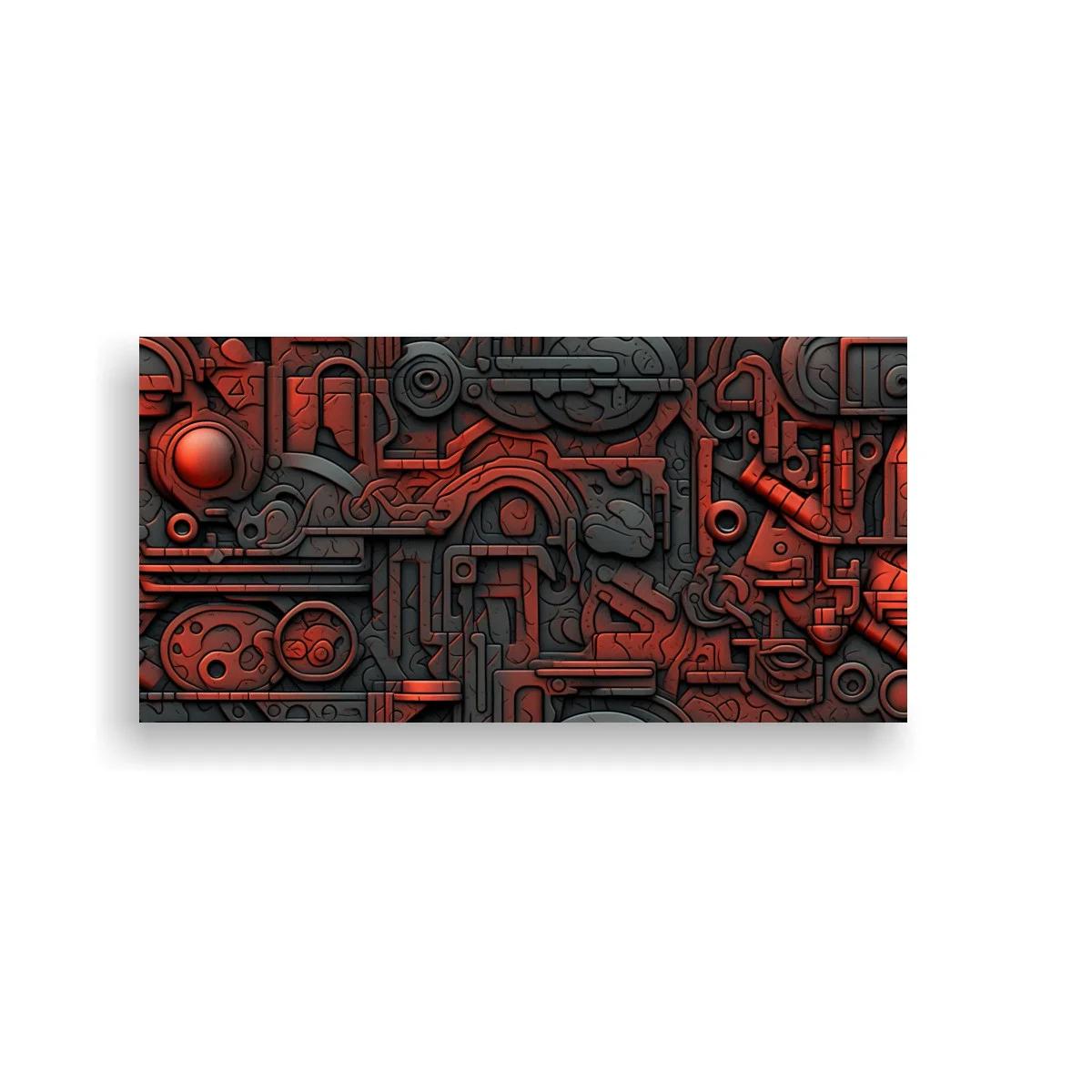 Cuadro entramado de tuberías y engranajes con acabado retrofuturista — imagen principal