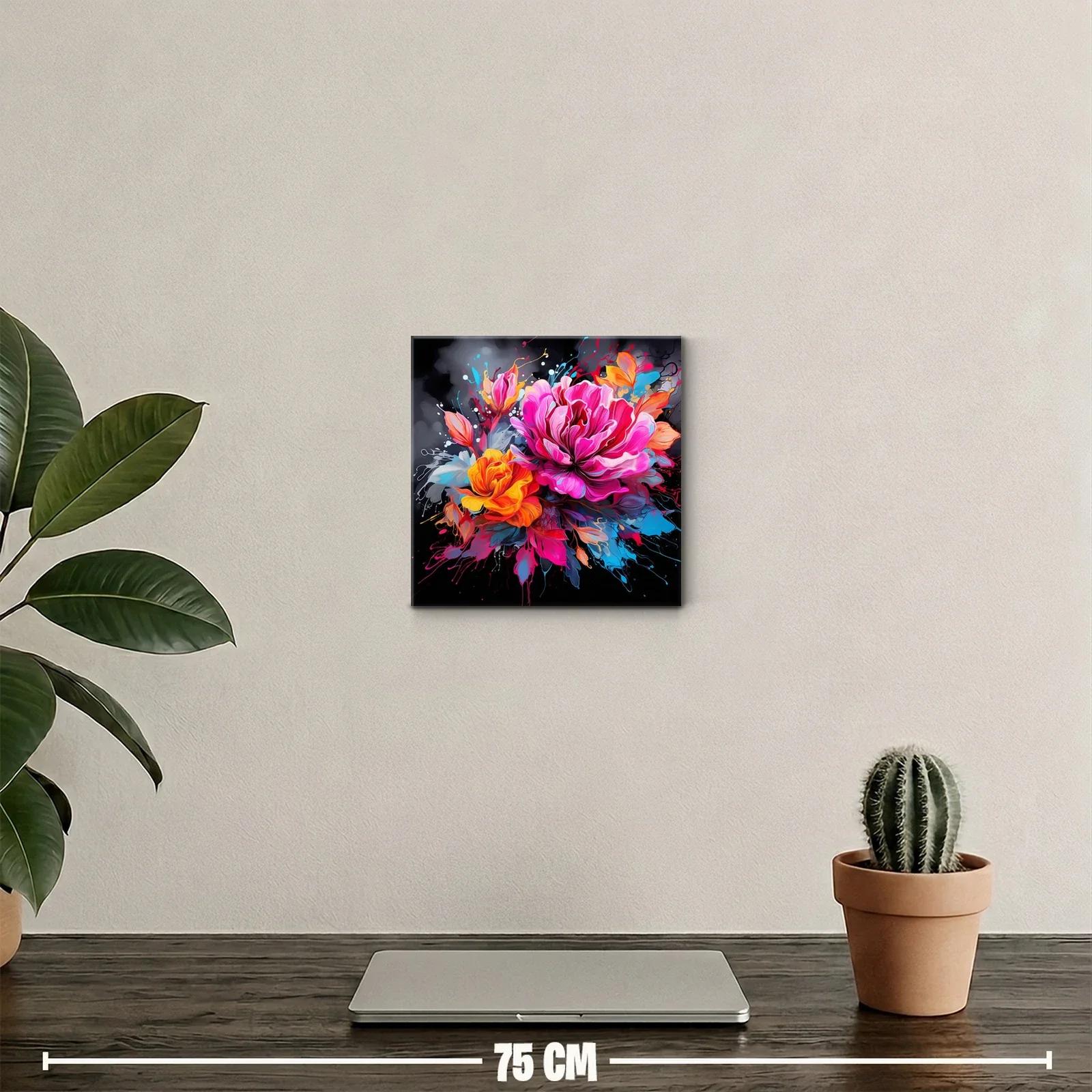 Cuadro vibrante con flores en tonos fucsia y naranja — miniatura 2