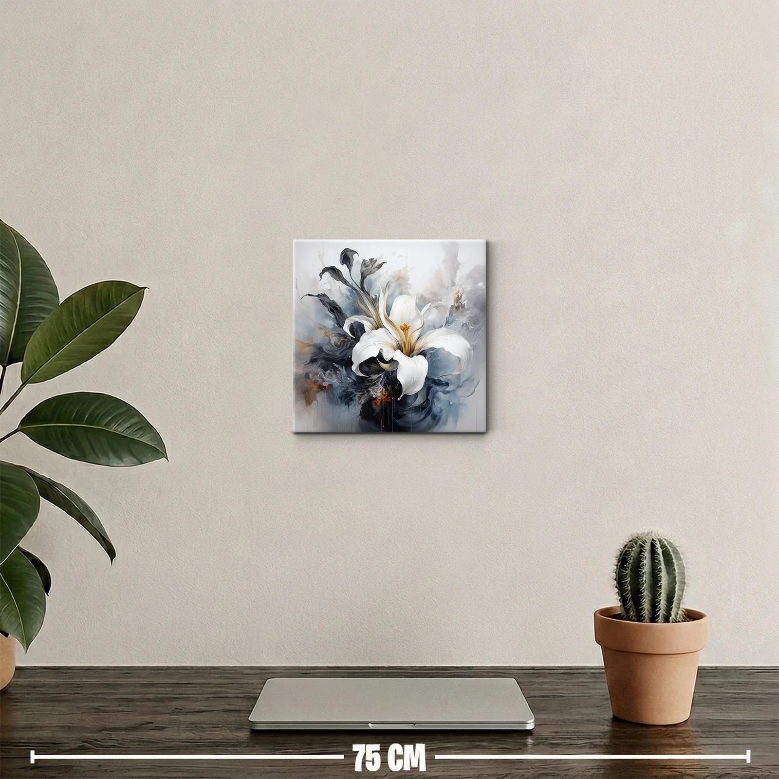Cuadro decorativo con elegante flor blanca y contrastes dramáticos — miniatura 2