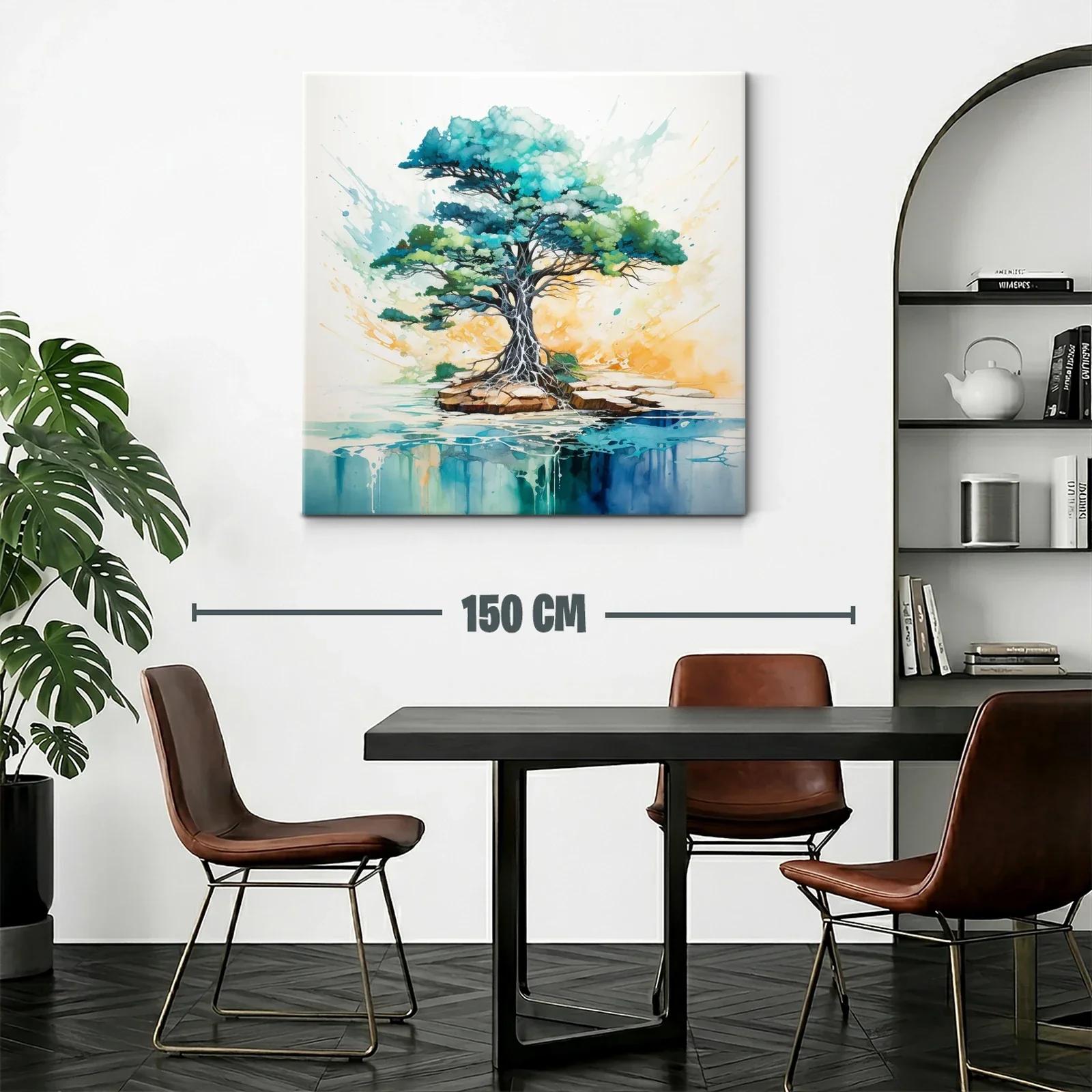 Árbol vibrante sobre isla con reflejos acuáticos — miniatura 2