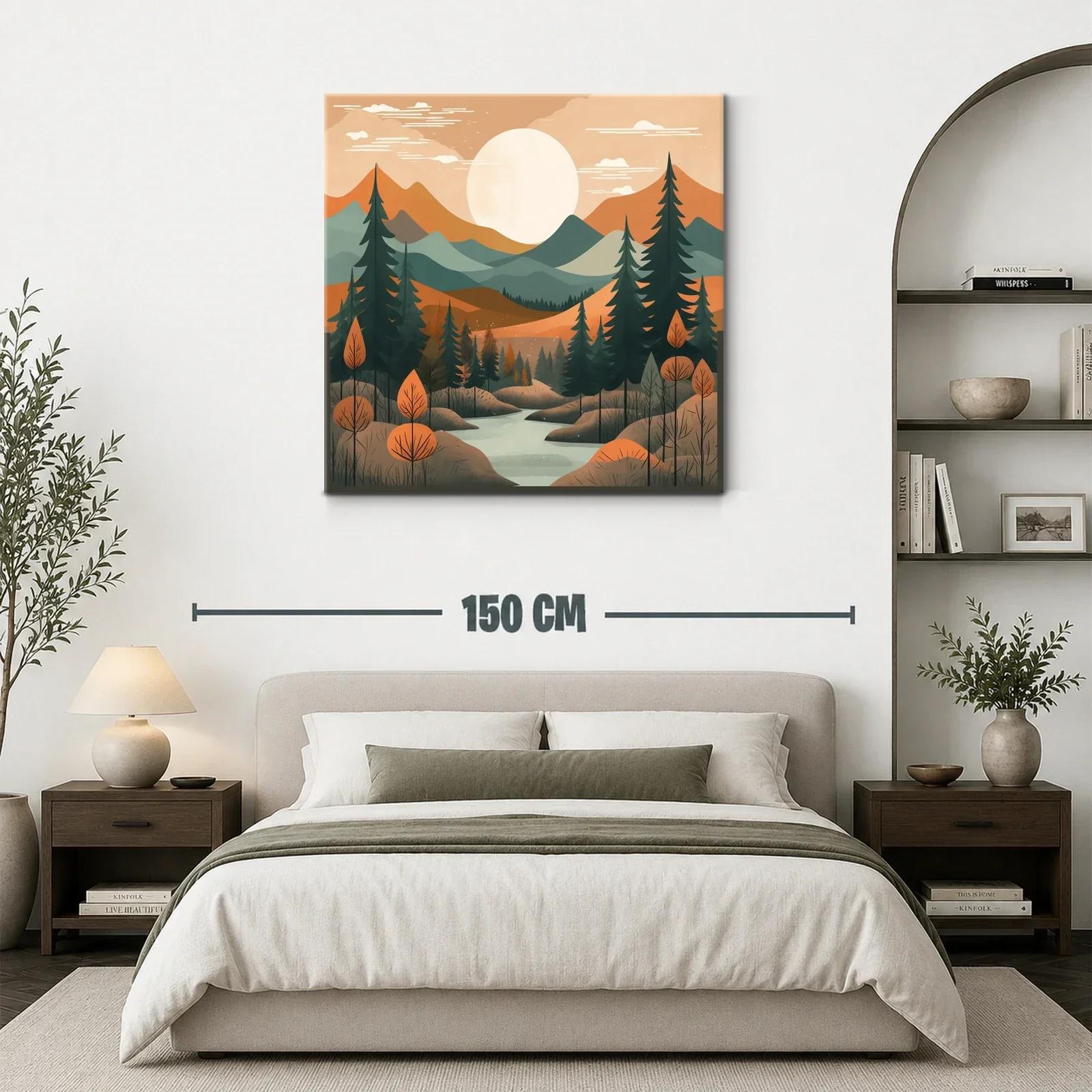 Paisaje sereno con montañas y río al atardecer — miniatura 3