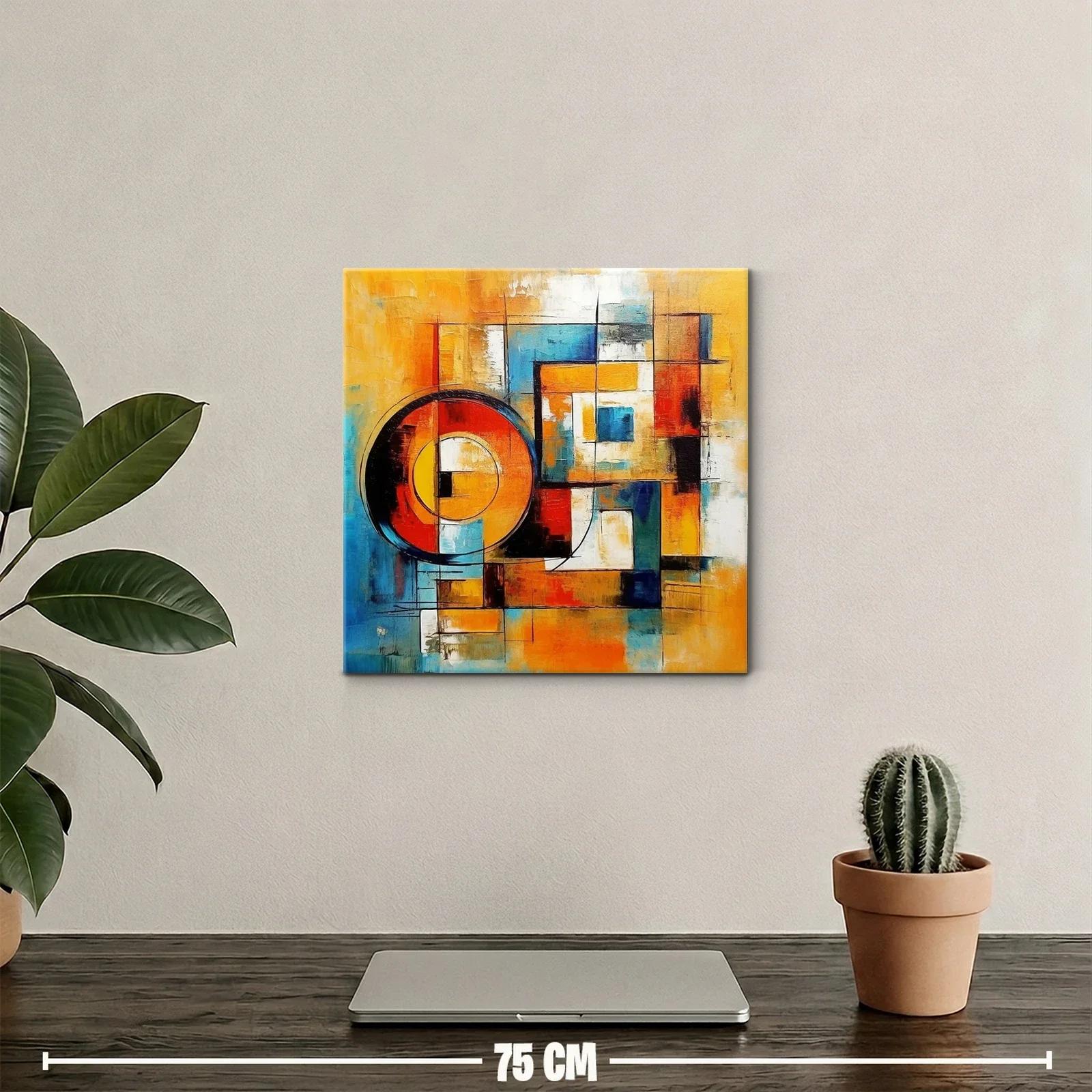 Composición geométrica en tonos cálidos y azules vibrantes — miniatura 2