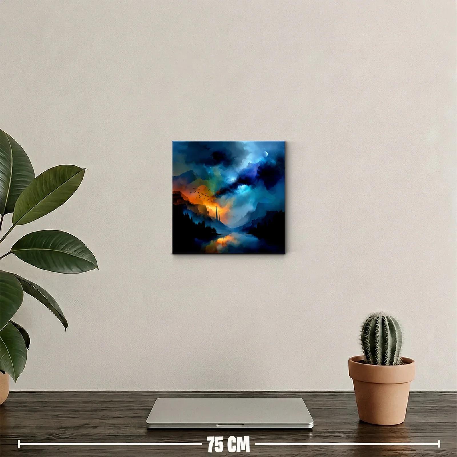 Paisaje surrealista con luces dramáticas y cielo estrellado — miniatura 2