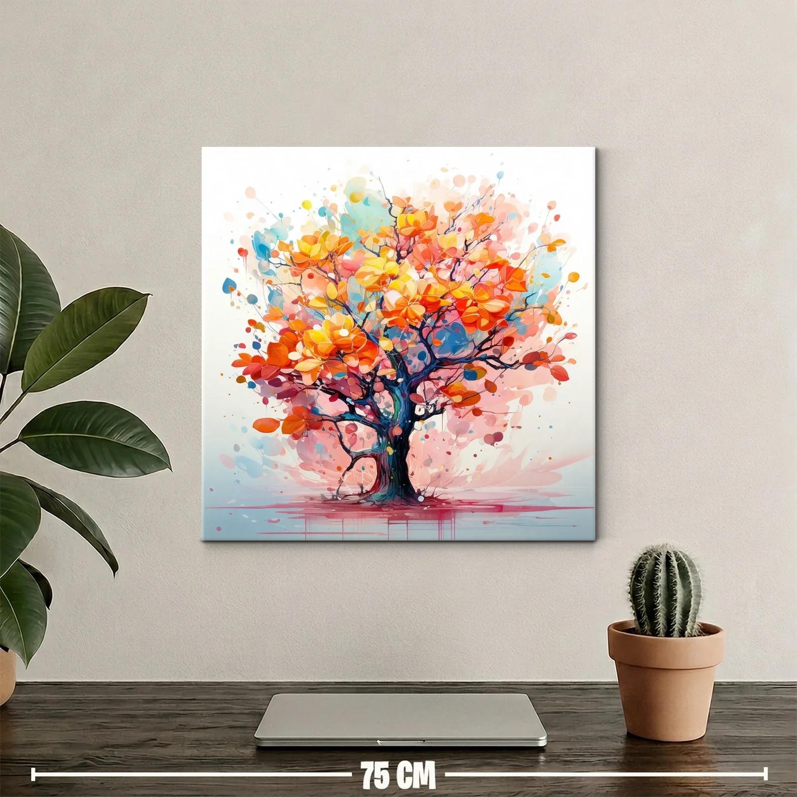 Árbol vibrante con hojas en tonos cálidos y azules — miniatura 2