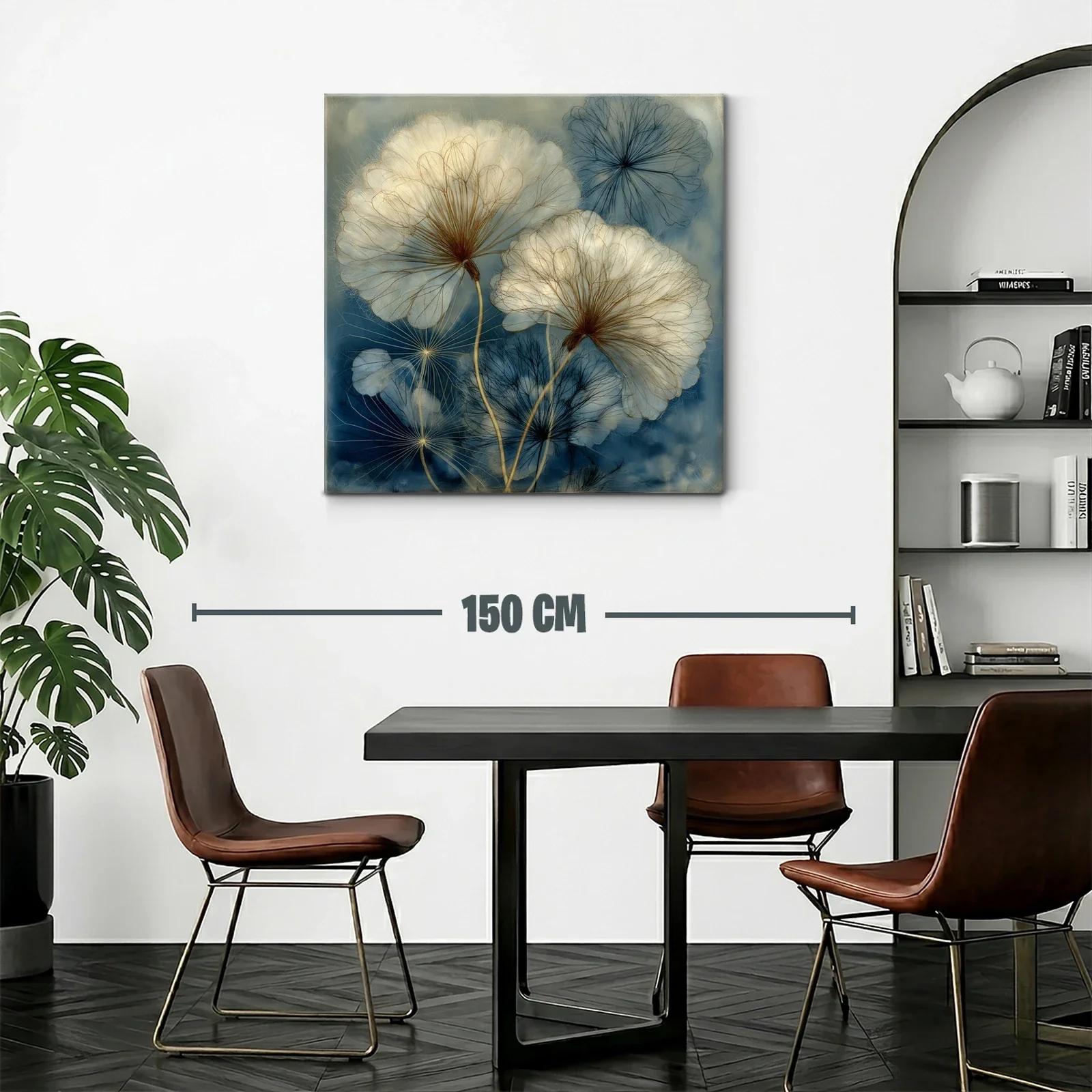 Delicadas flores en tonos beige y azul para un ambiente sereno — miniatura 2