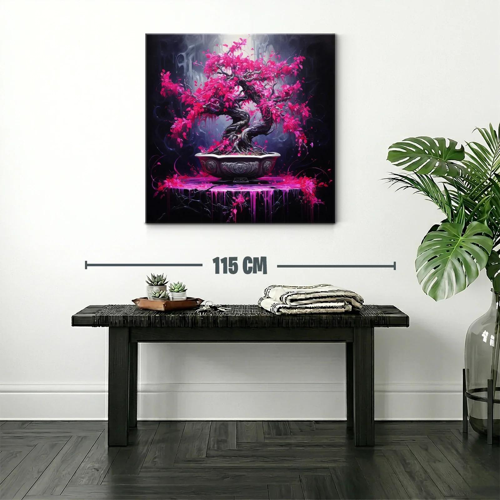 Bonsái vibrante con hojas fucsias en contraste oscuro — miniatura 2