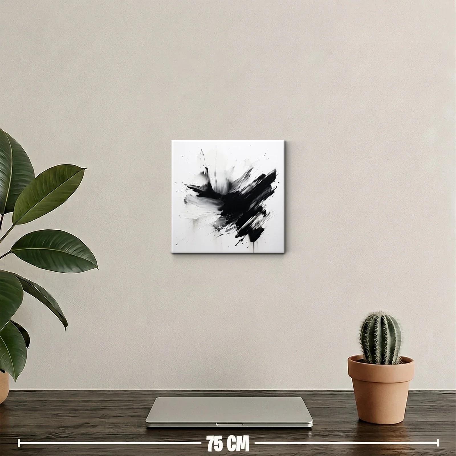 Cuadro vibrante con trazos dinámicos en blanco y negro — miniatura 2