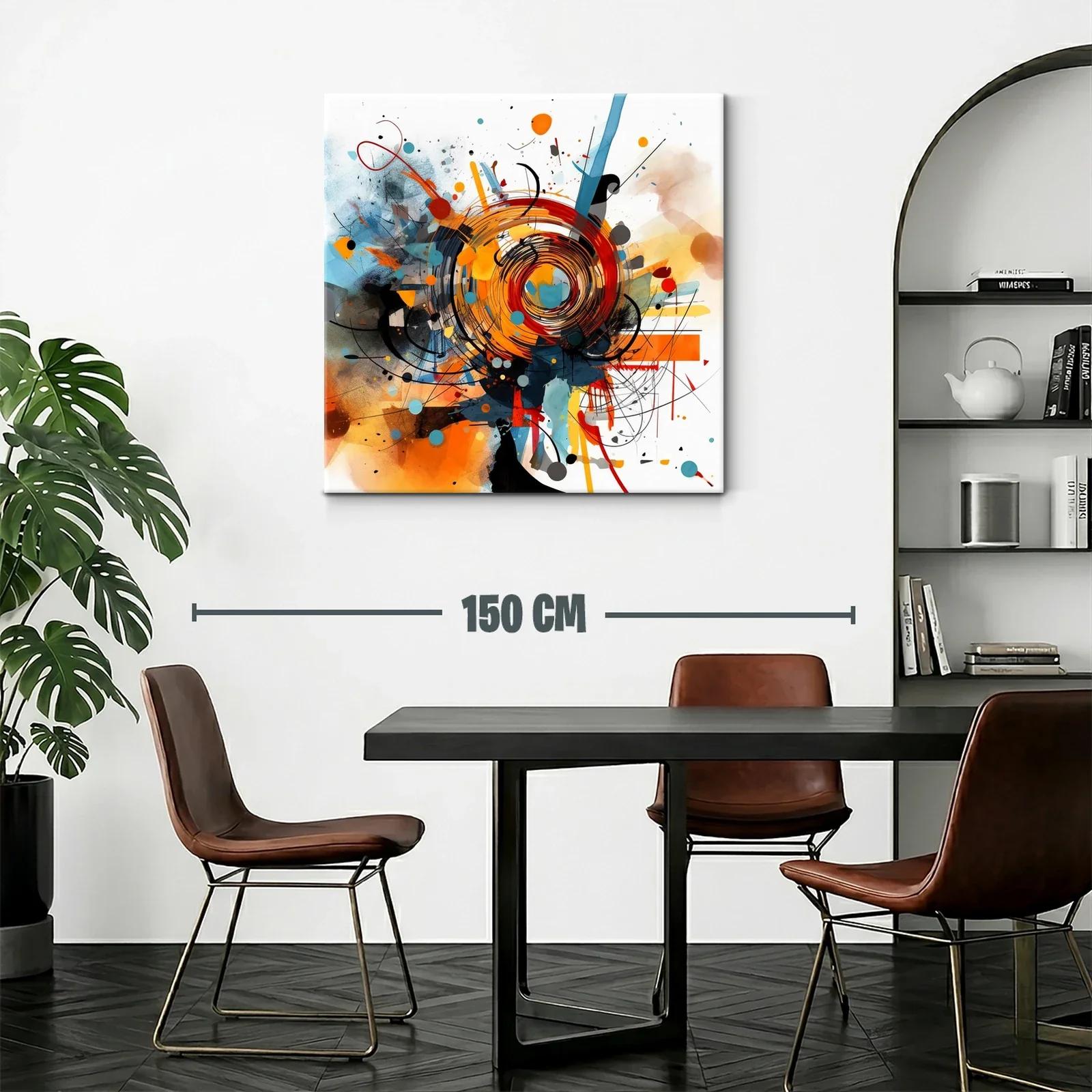 Cuadro abstracto con vibrantes espirales en tonos cálidos — miniatura 2