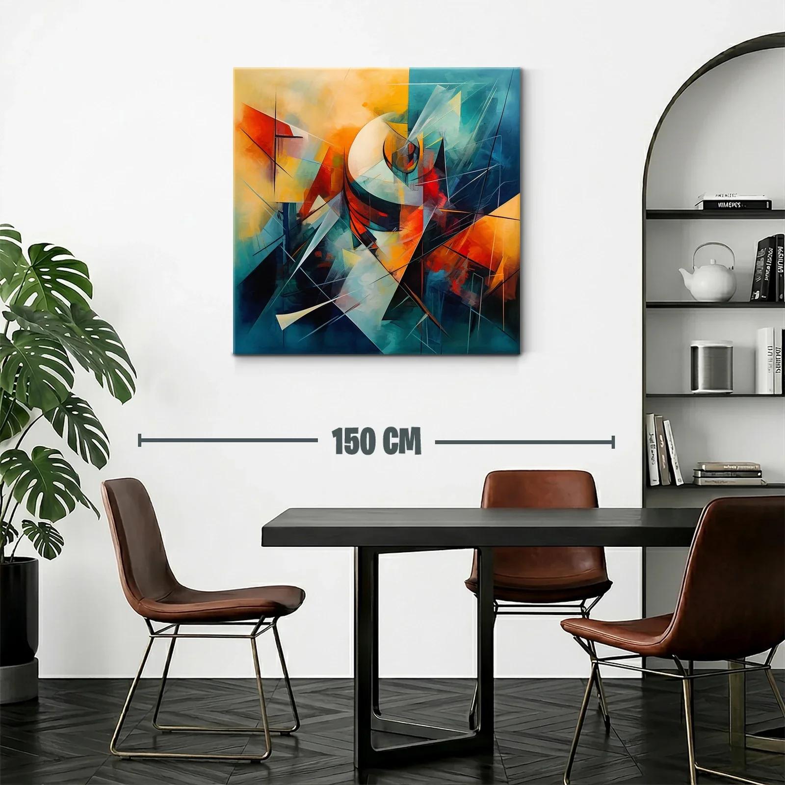 Composición abstracta en tonos cálidos y fríos vibrantes — miniatura 2