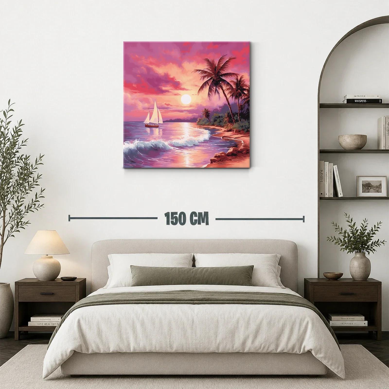 Atardecer tropical con velero en cielo vibrante — miniatura 3