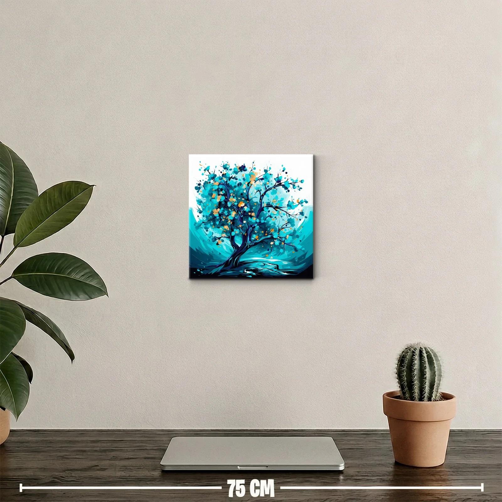 Árbol vibrante en tonos turquesa y azul profundo — miniatura 2