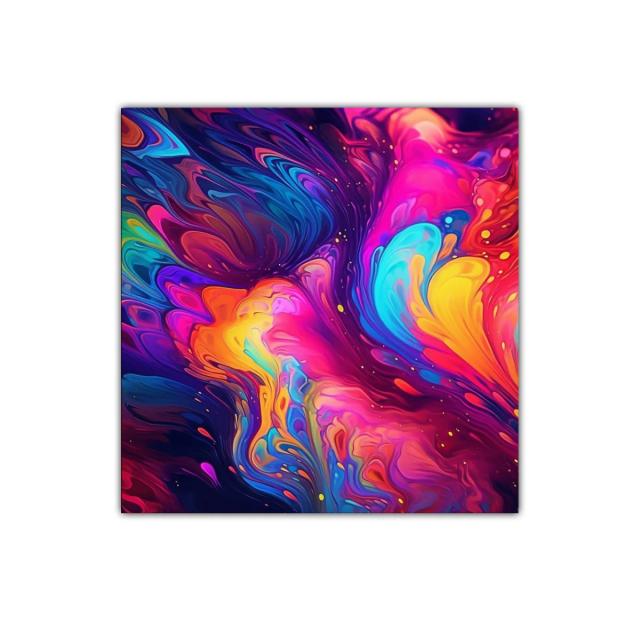 Cuadro decorativo con explosión de colores vibrantes y formas fluidas