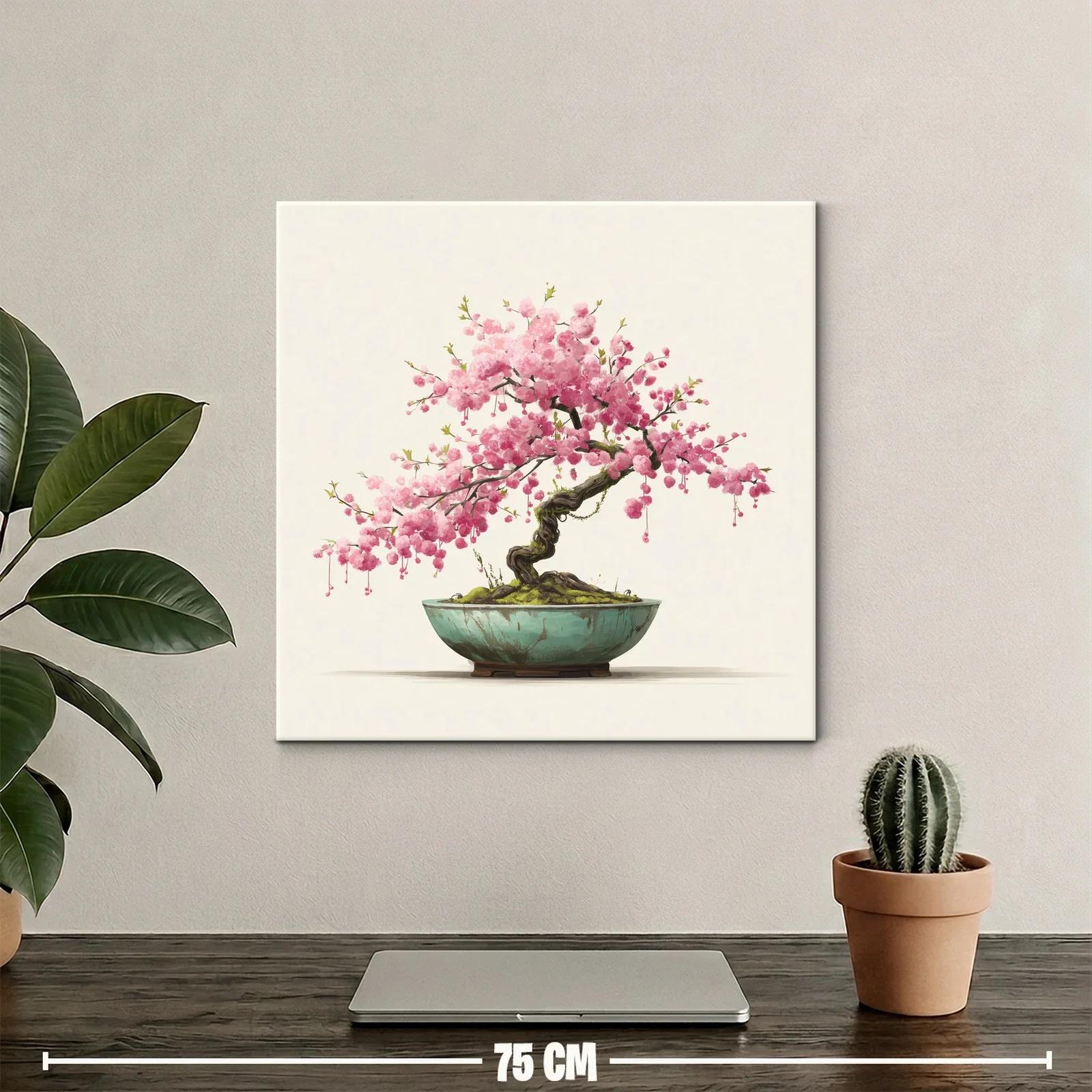 Bonsái con flores rosas que irradian serenidad y belleza natural — miniatura 2