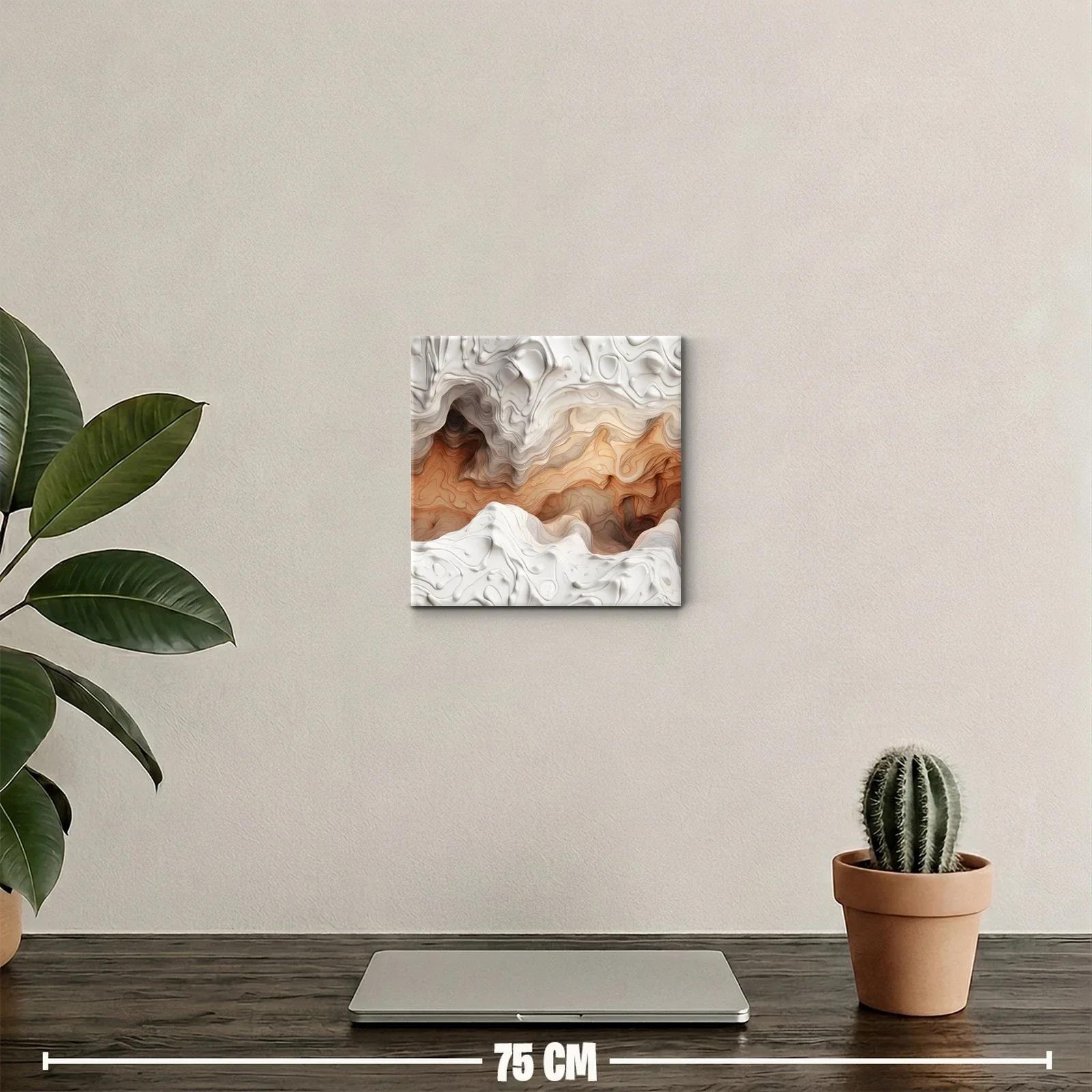 Arte abstracto con relieve en tonalidades tierra y blanco — miniatura 2