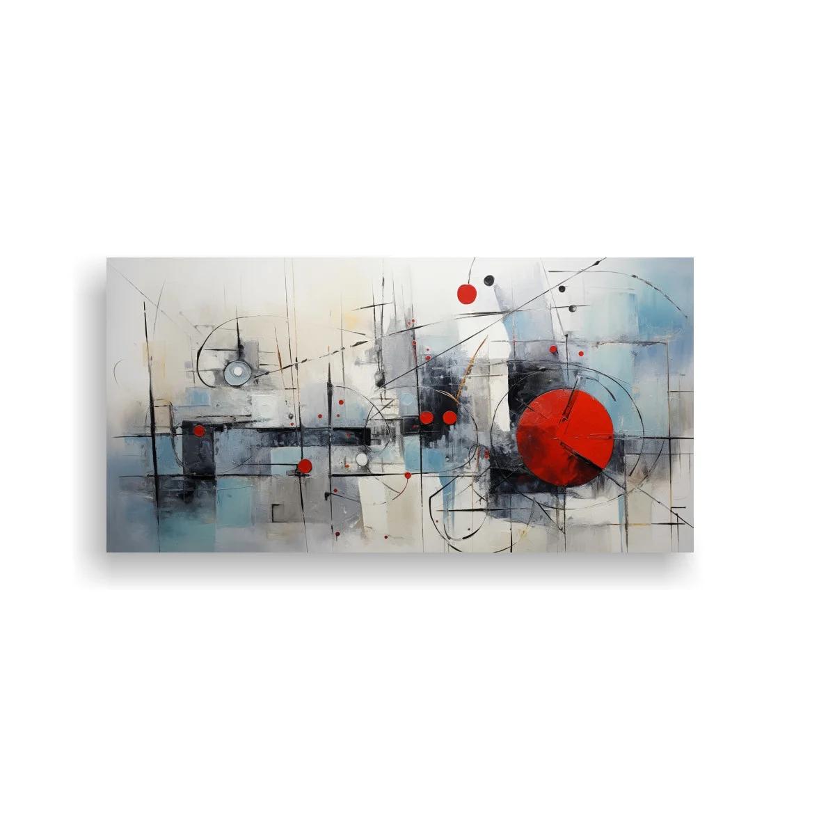 Cuadro abstracción geométrica con gran círculo rojo