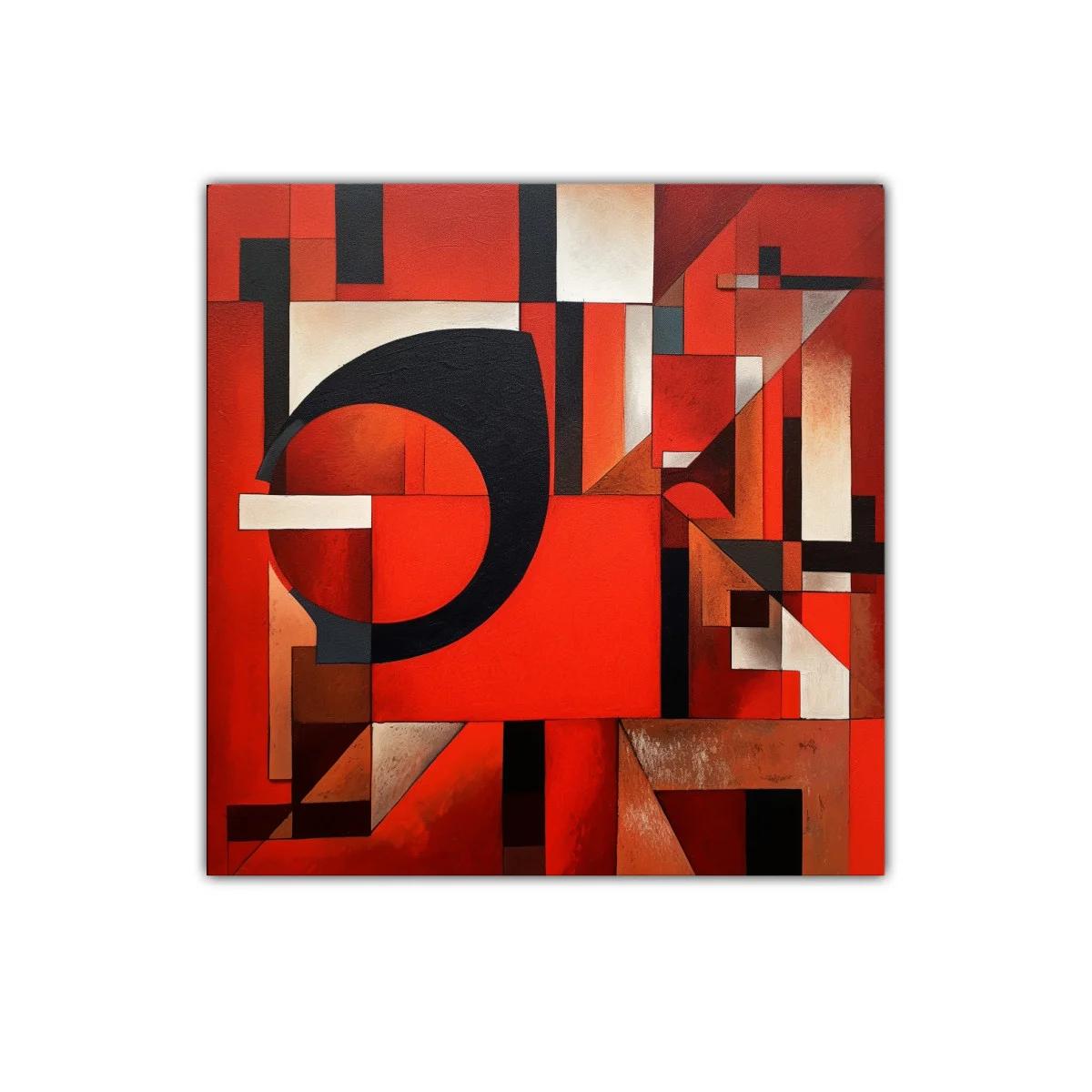 Cuadro abstracto geométrico en tonos cálidos y contrastes fuertes — imagen principal