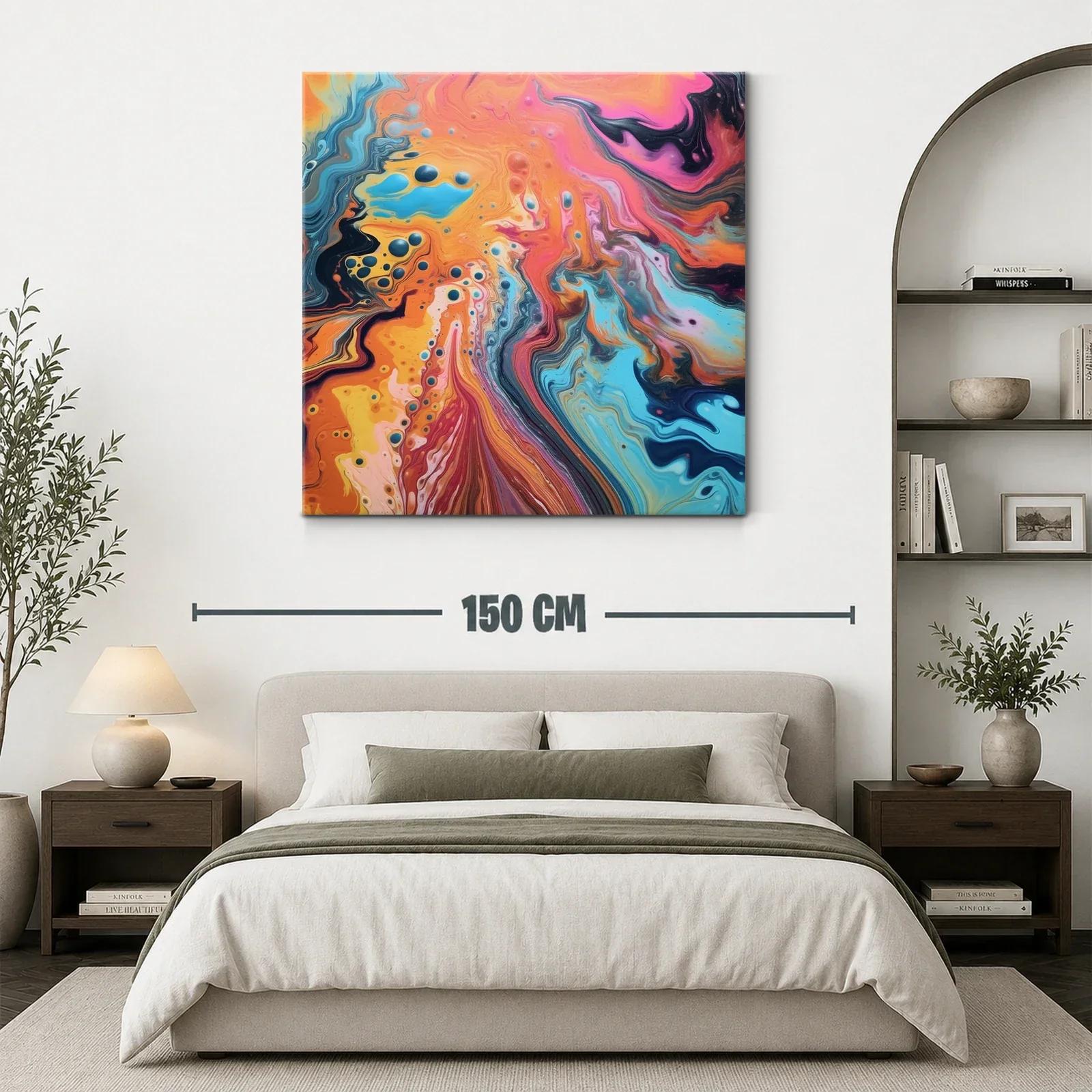Cuadro abstracto con vibrantes tonos cálidos y fríos — miniatura 3