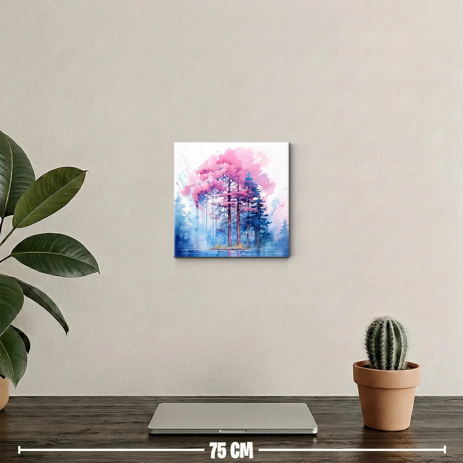 Bosque mágico con árboles en tonos rosa y azul — miniatura 2