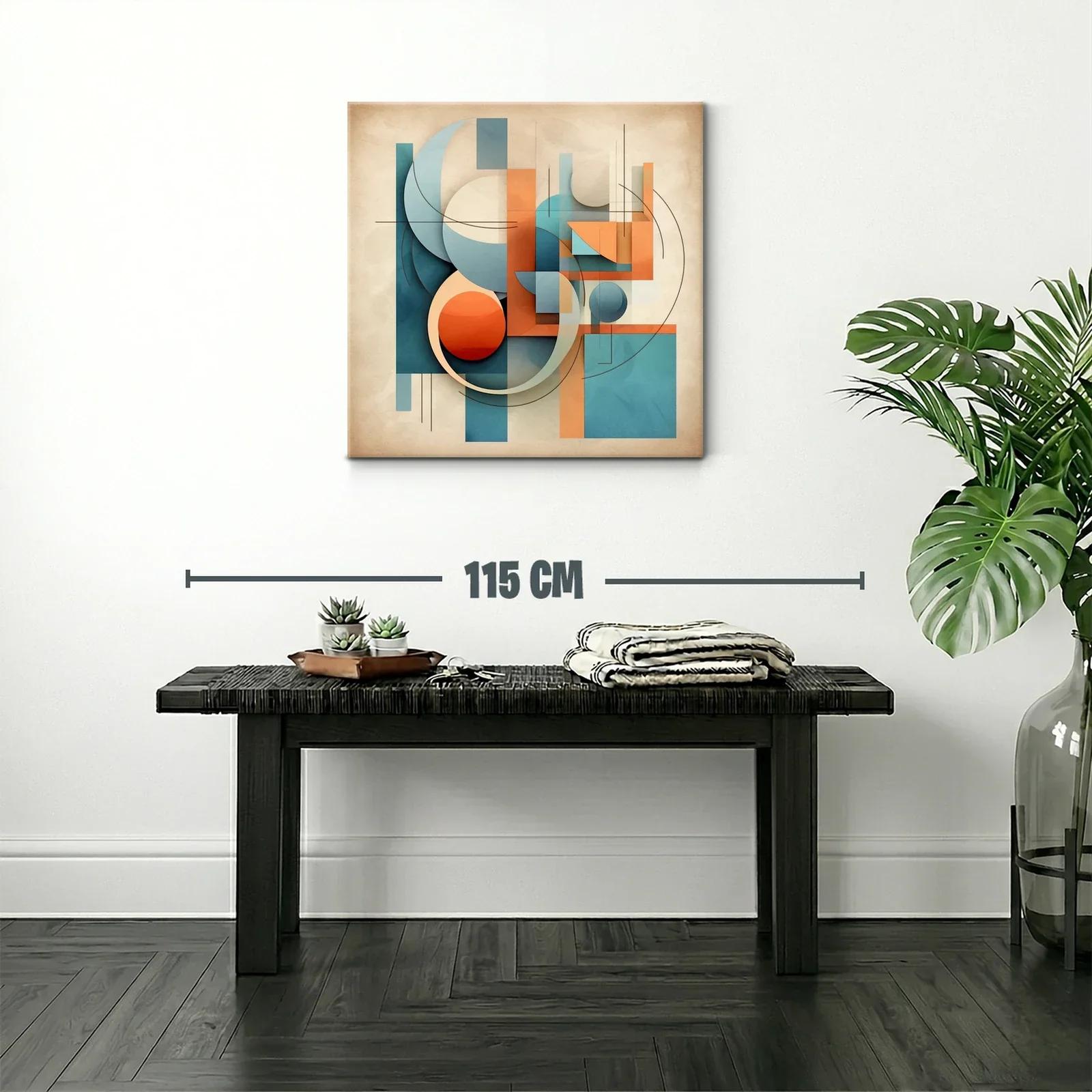 Composición abstracta con formas geométricas en tonos cálidos y fríos — miniatura 2