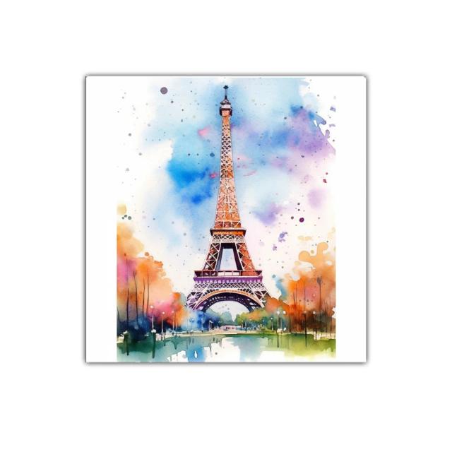Cuadro decorativo con la Torre Eiffel y colores vibrantes