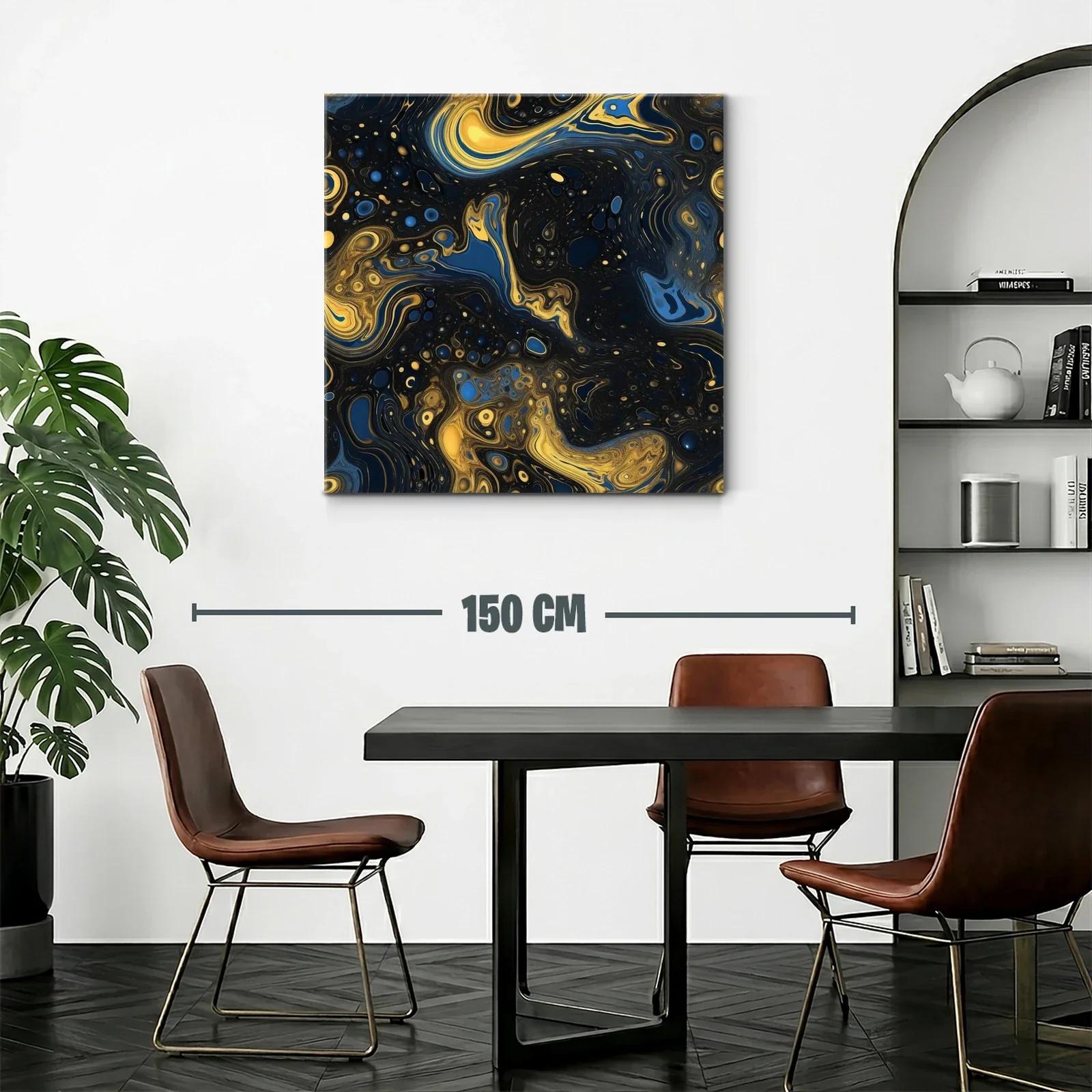 Arte abstracto en tonos azul y dorado brillante — miniatura 2